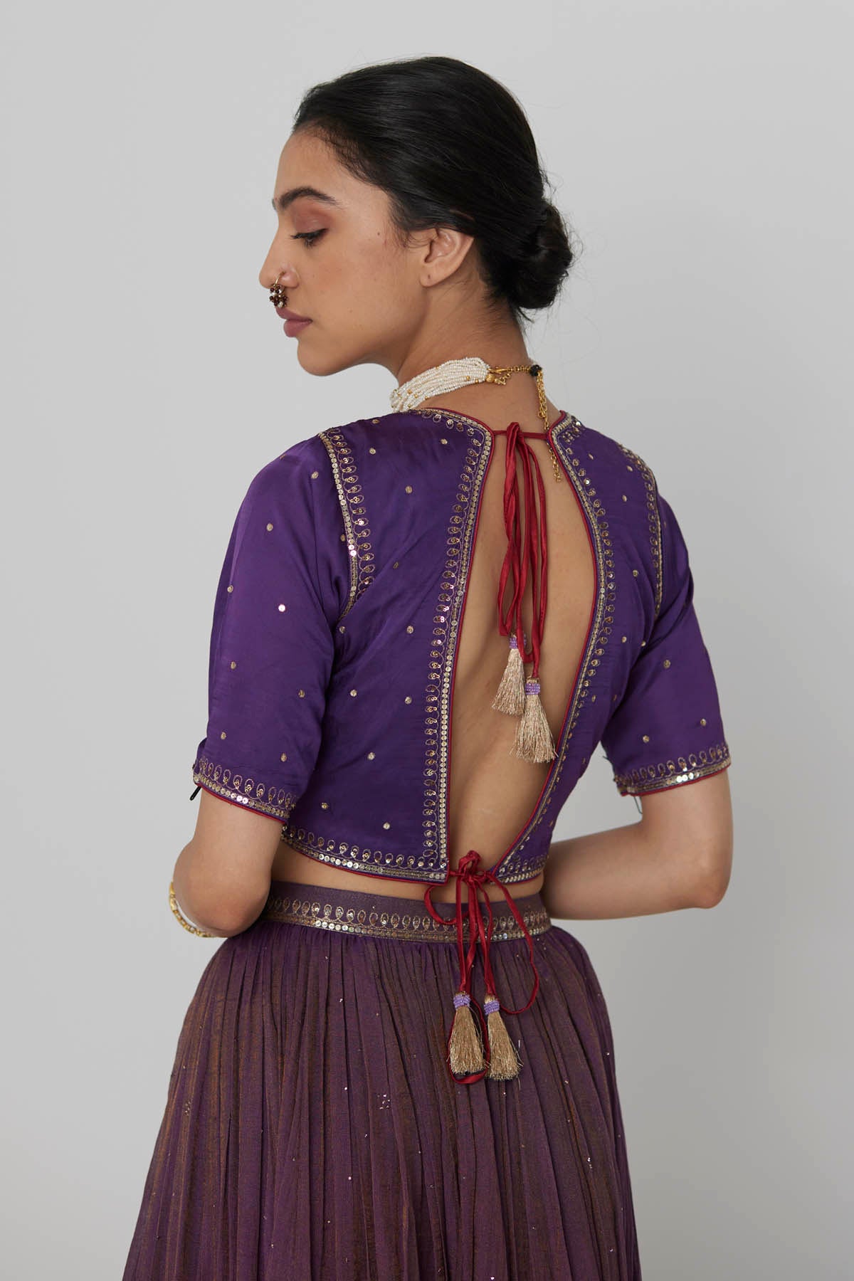 Purple Zardosi Embroidered Lehenga Set