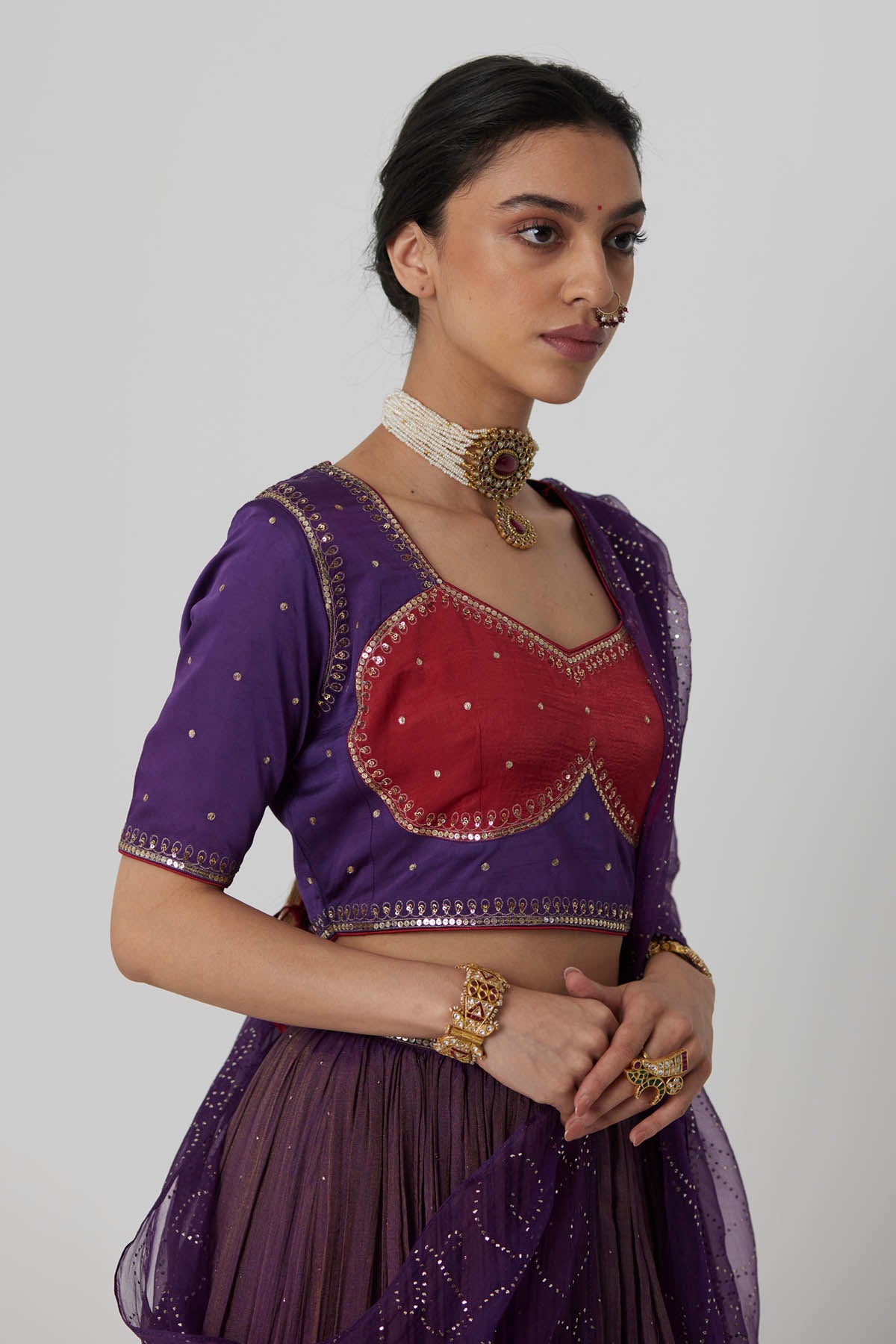 Purple Zardosi Embroidered Lehenga Set
