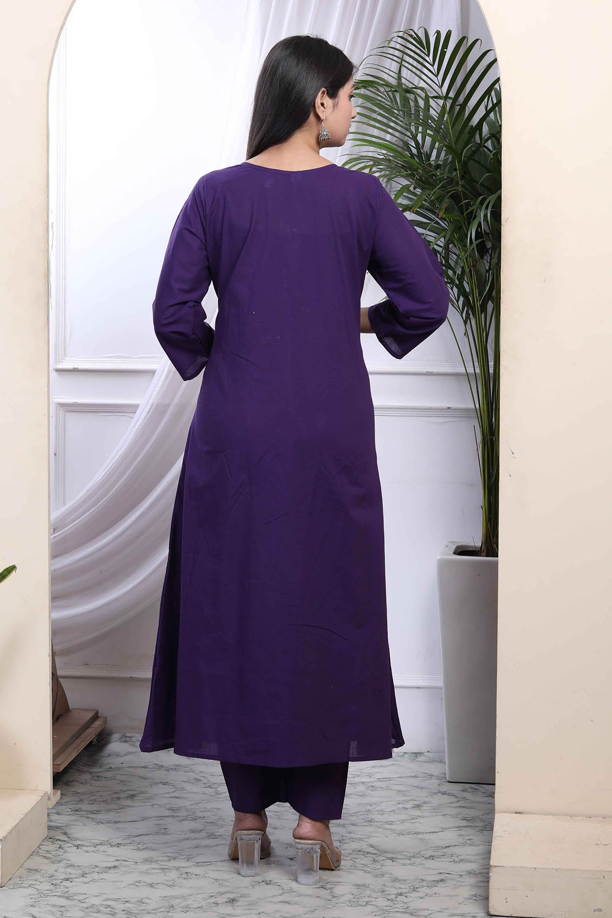 Purple A-Line Kurta & Palazzo