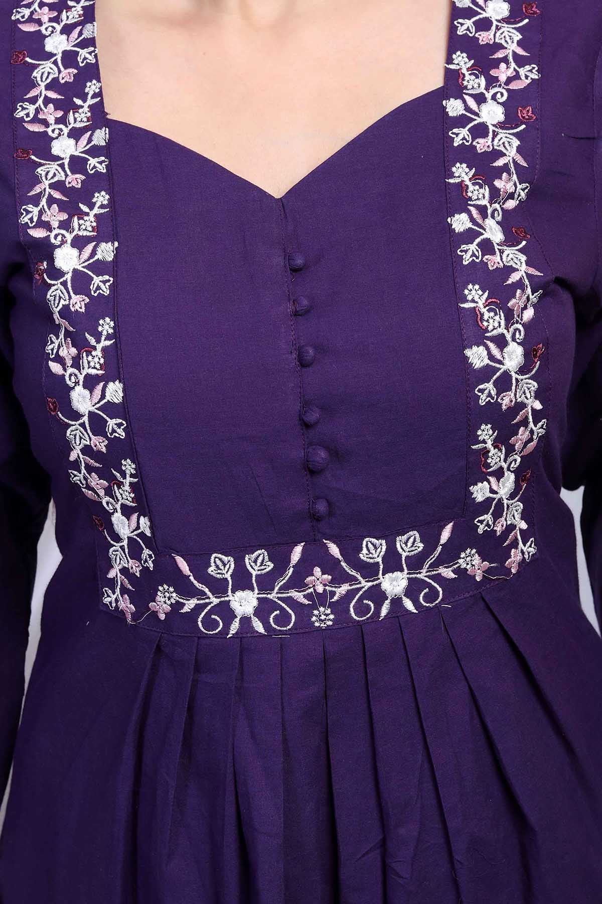 Purple A-Line Kurta & Palazzo