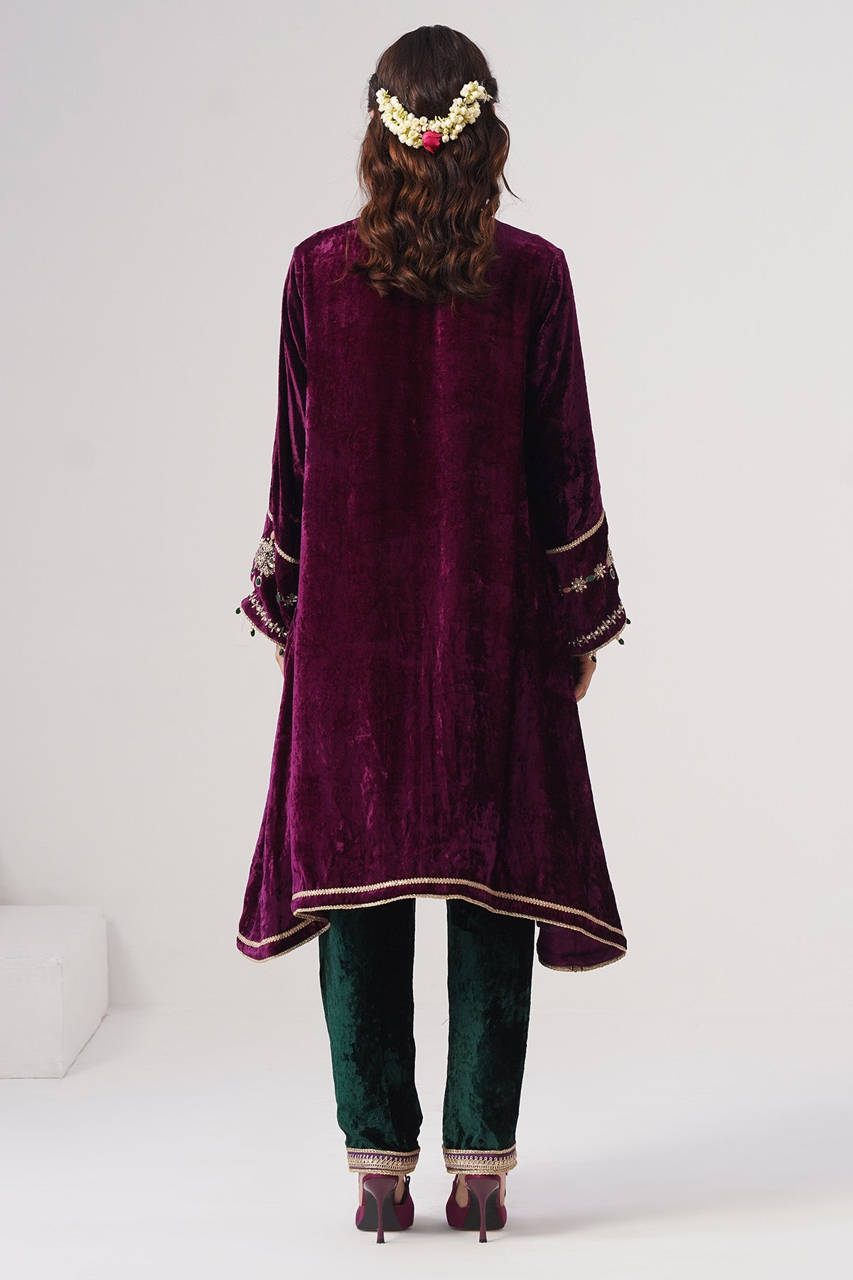 Purple And Green Kurta Pants