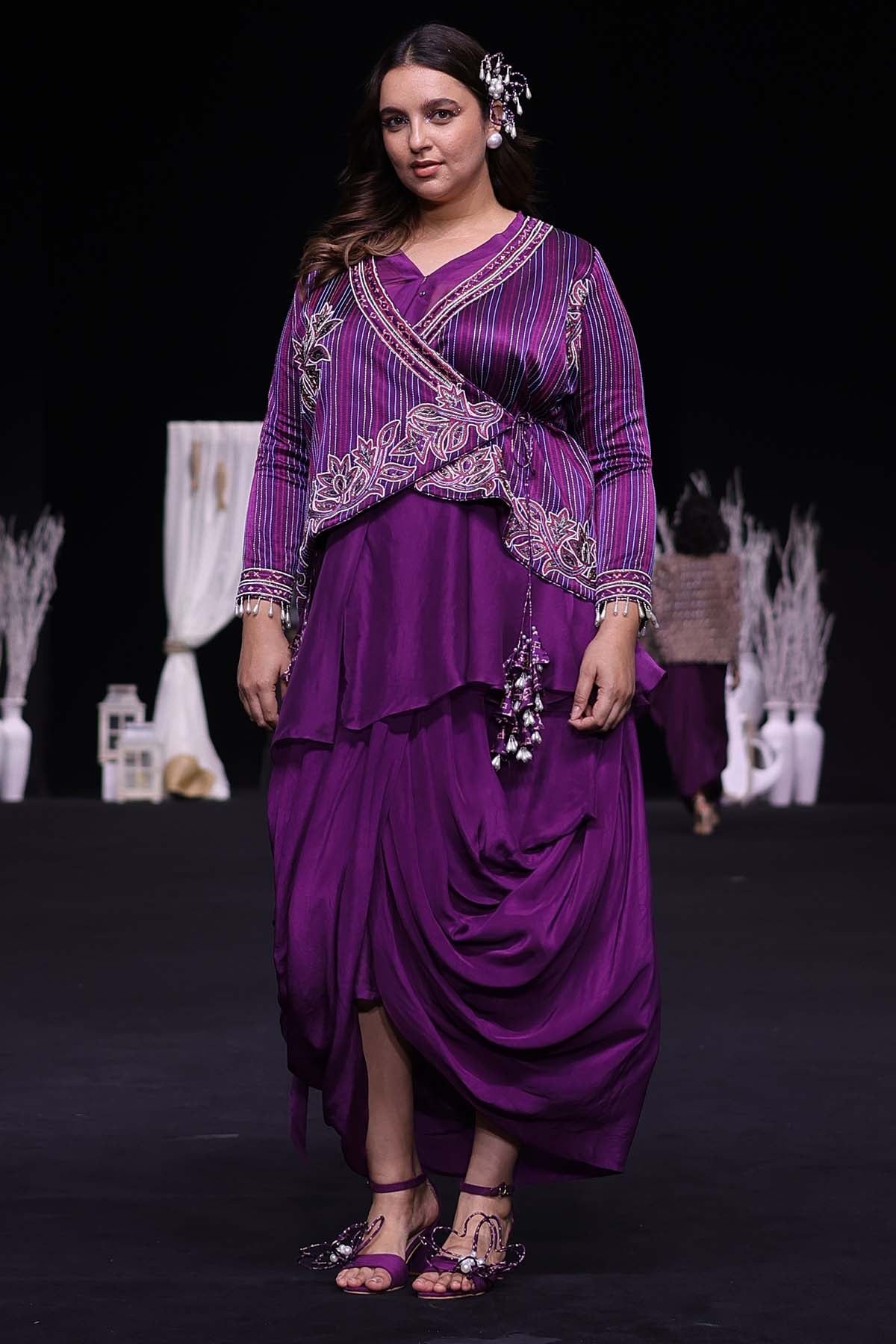 Purple Angrakha Jacket & Dhoti
