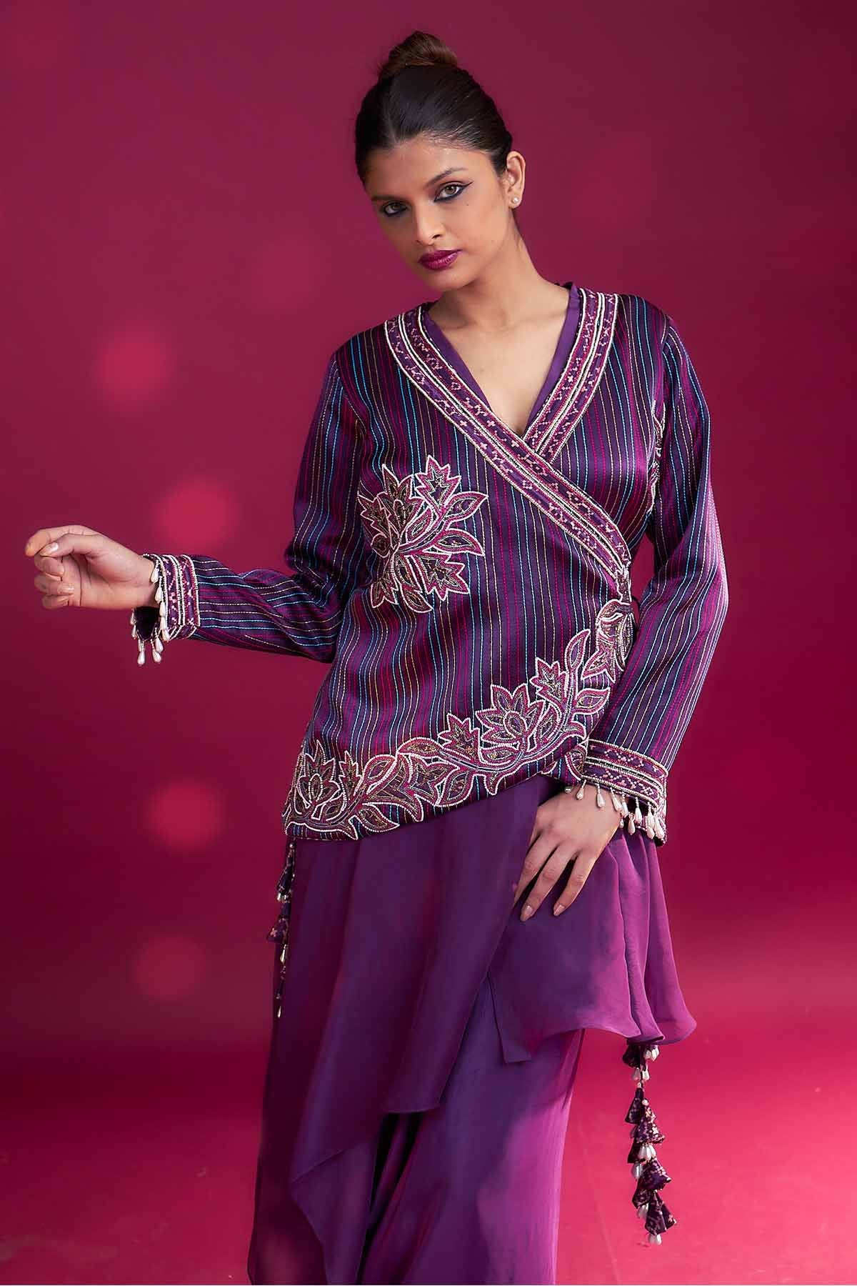 Purple Angrakha Jacket & Dhoti