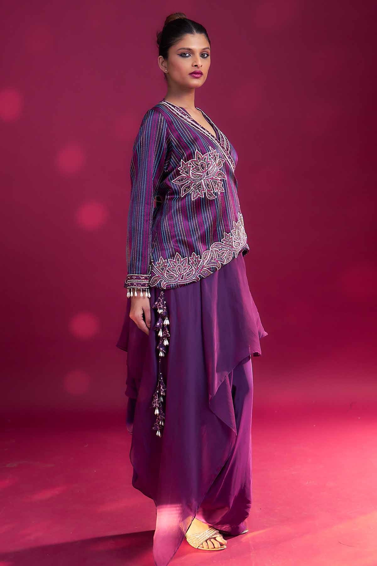 Purple Angrakha Jacket & Dhoti