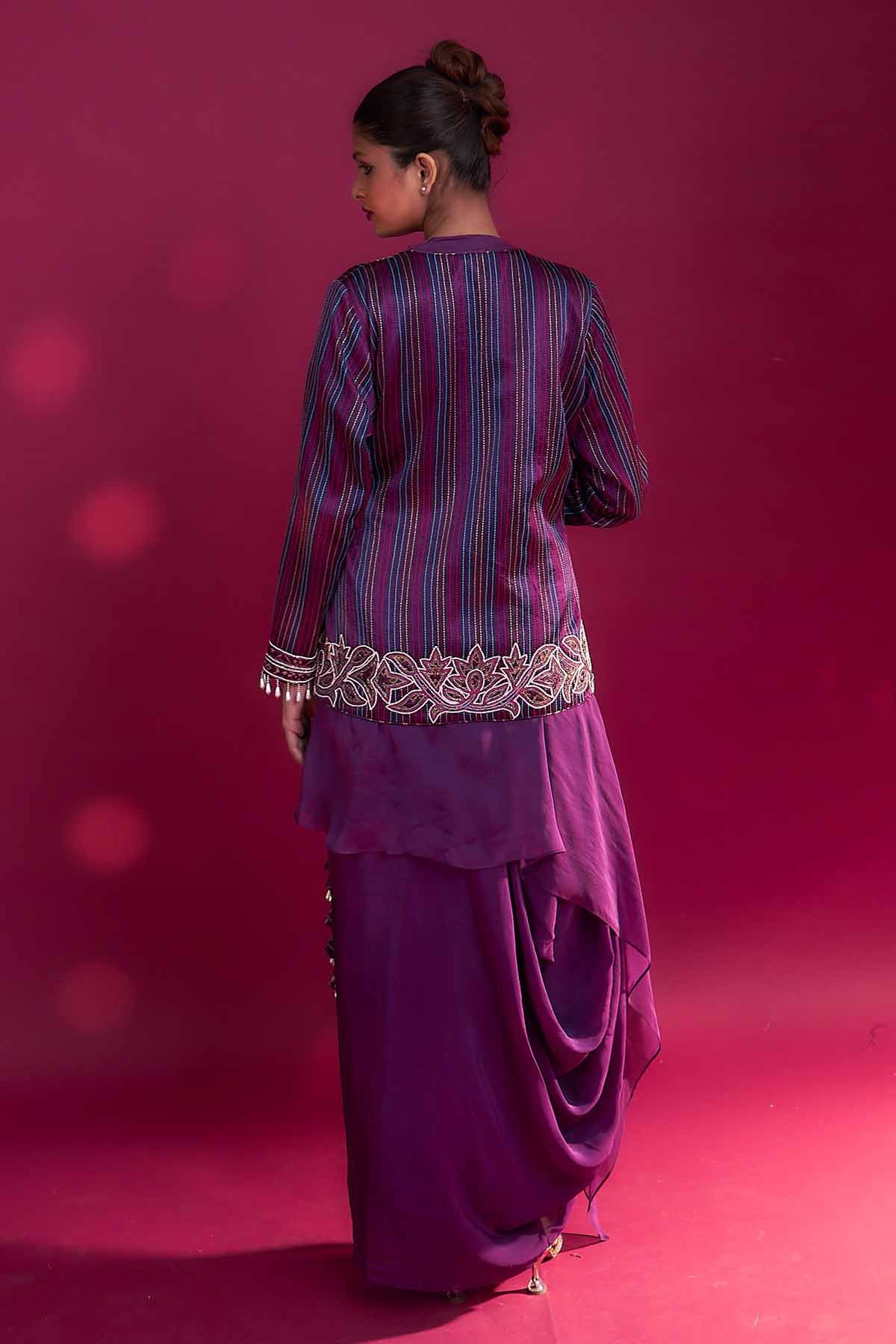 Purple Angrakha Jacket & Dhoti