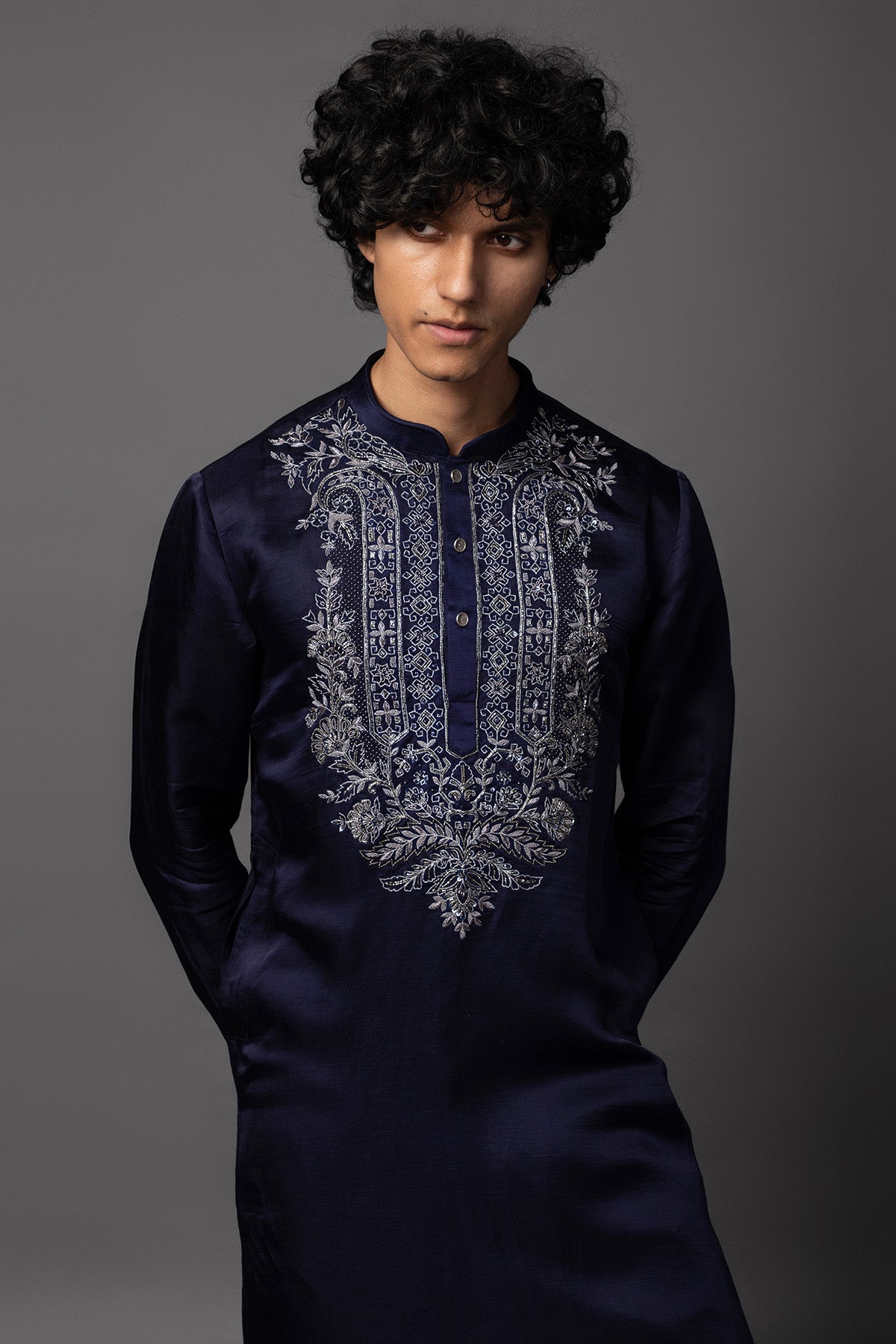 Purple Antique Work Kurta Set
