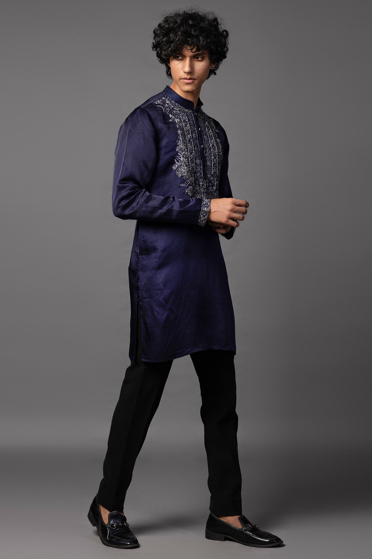 Purple Antique Work Kurta Set
