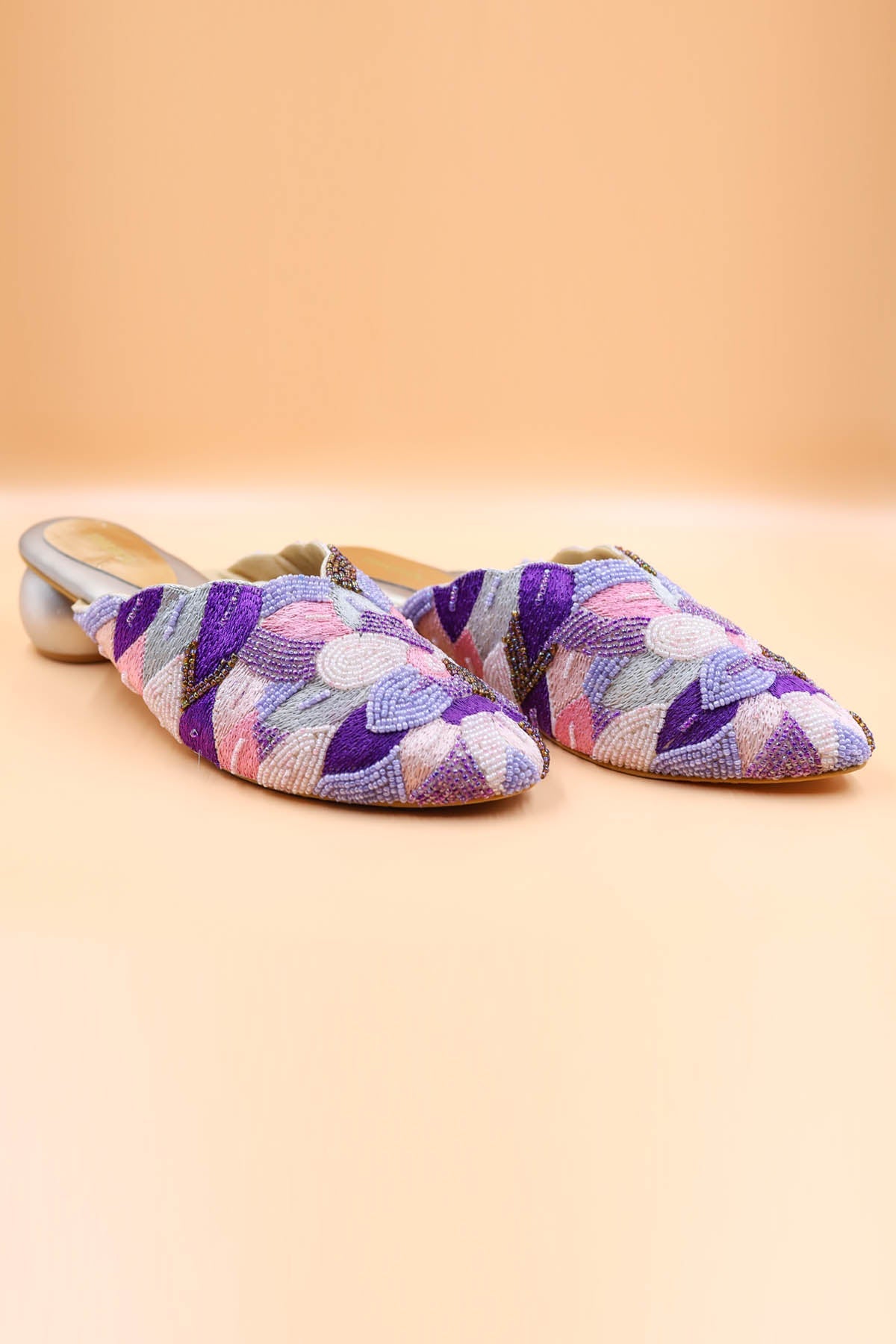 Foot Fuel Purple Bead Embellished Mules for accessories online at ScrollnShops