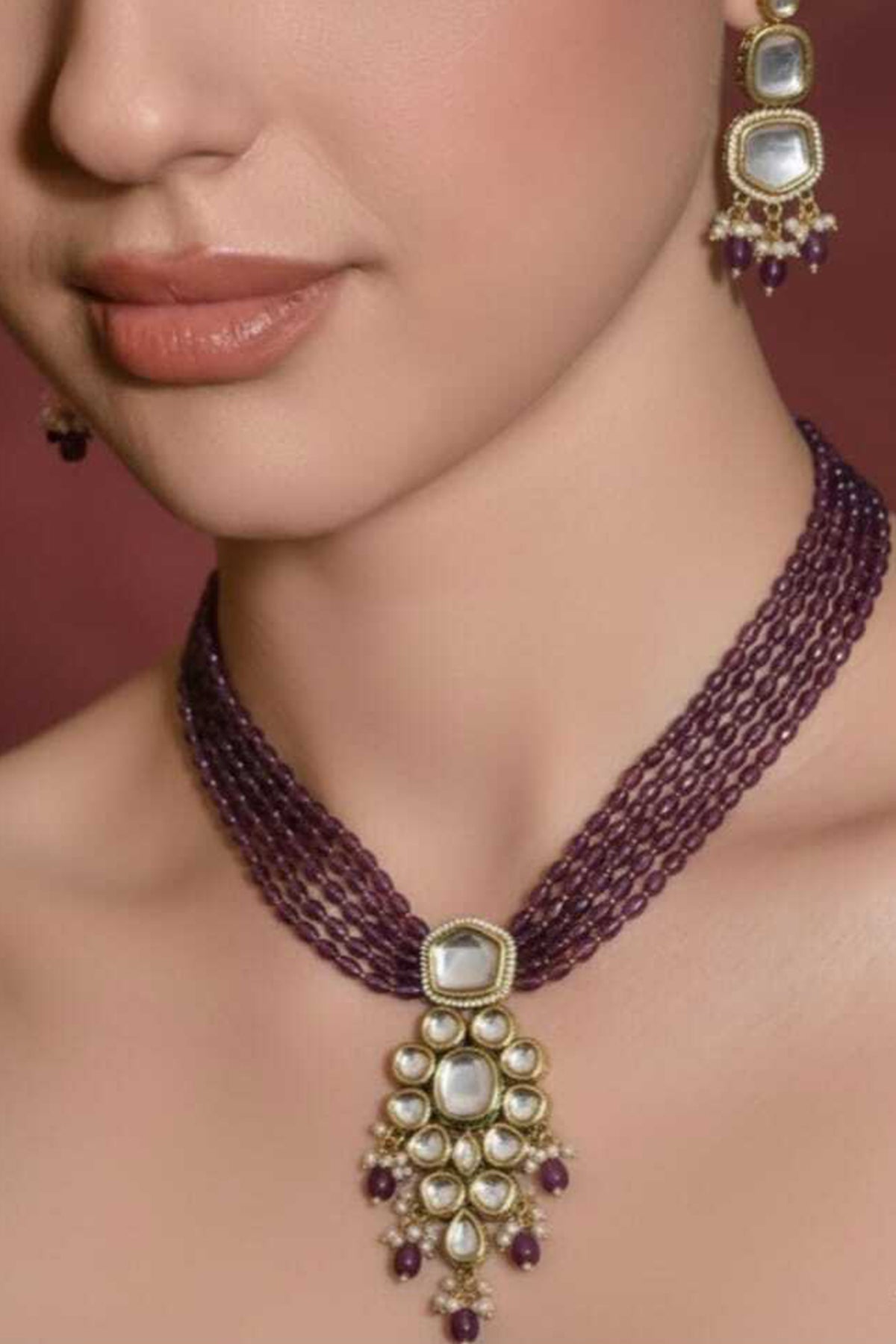 Buy Purple Beads Earring & Necklace for women by Beauty Spot Jewellery online available at scrollnshops