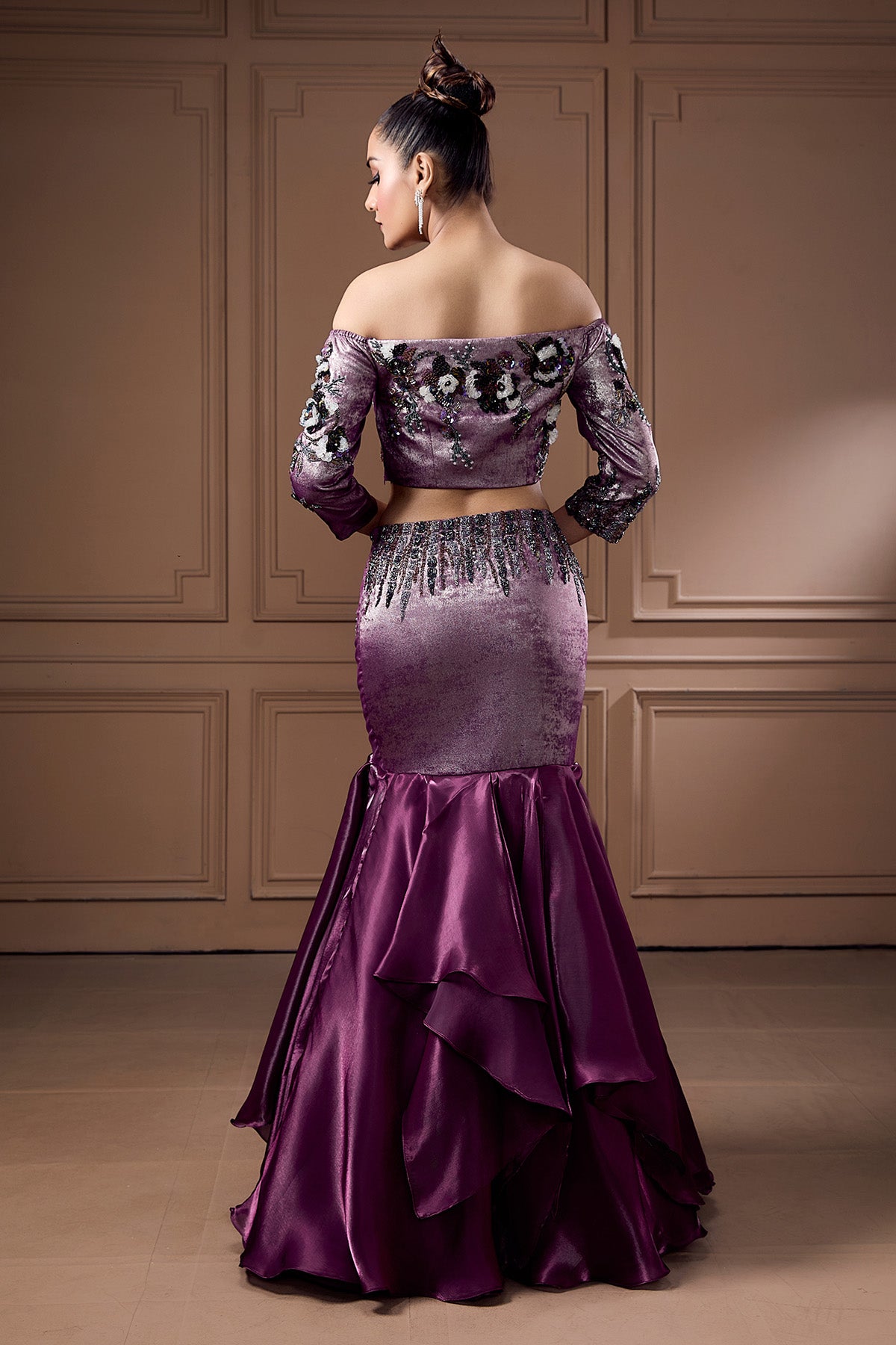 Purple Beads Mermaid Lehenga Set