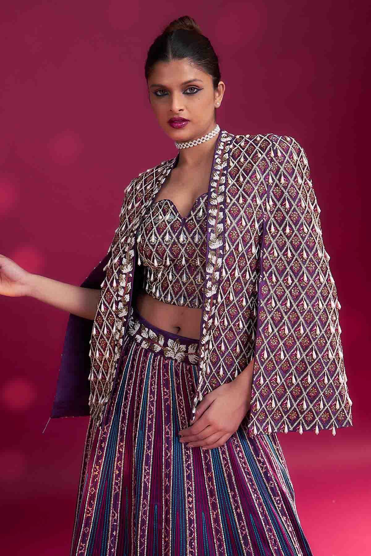 Purple Beadwork Lehenga Set