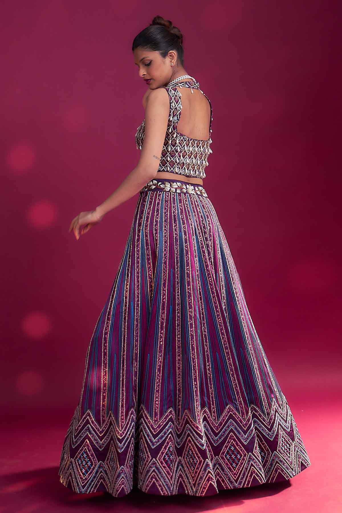 Purple Beadwork Lehenga Set