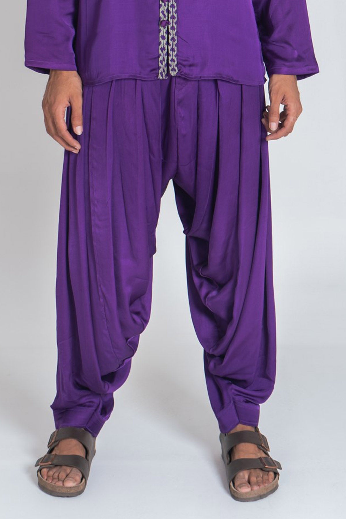 Neora by Nehal Chopra Purple Bemberg Modal Silk Shorts for men online at ScrollnShops