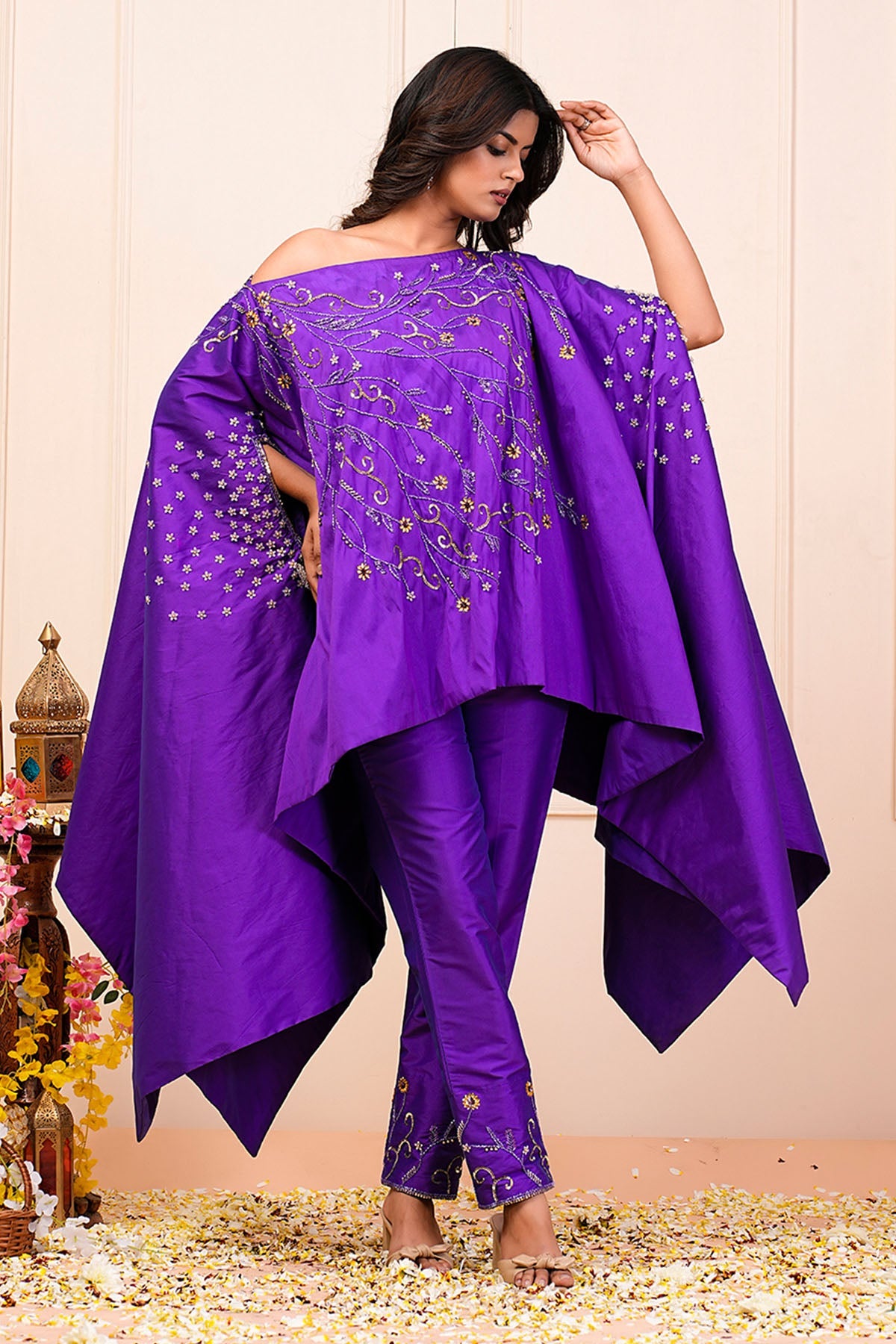 Buy Purple Boat Neck Kaftan & Pants by Namita Sharma for women online at ScrollnShops
