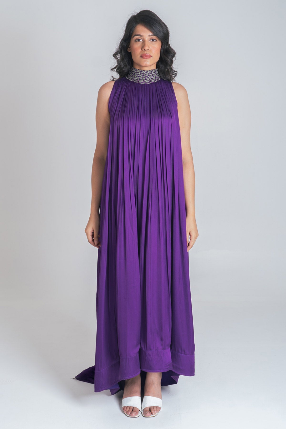 Neora by Nehal Chopra Purple Braid Halter Neck Gown for women online at ScrollnShops