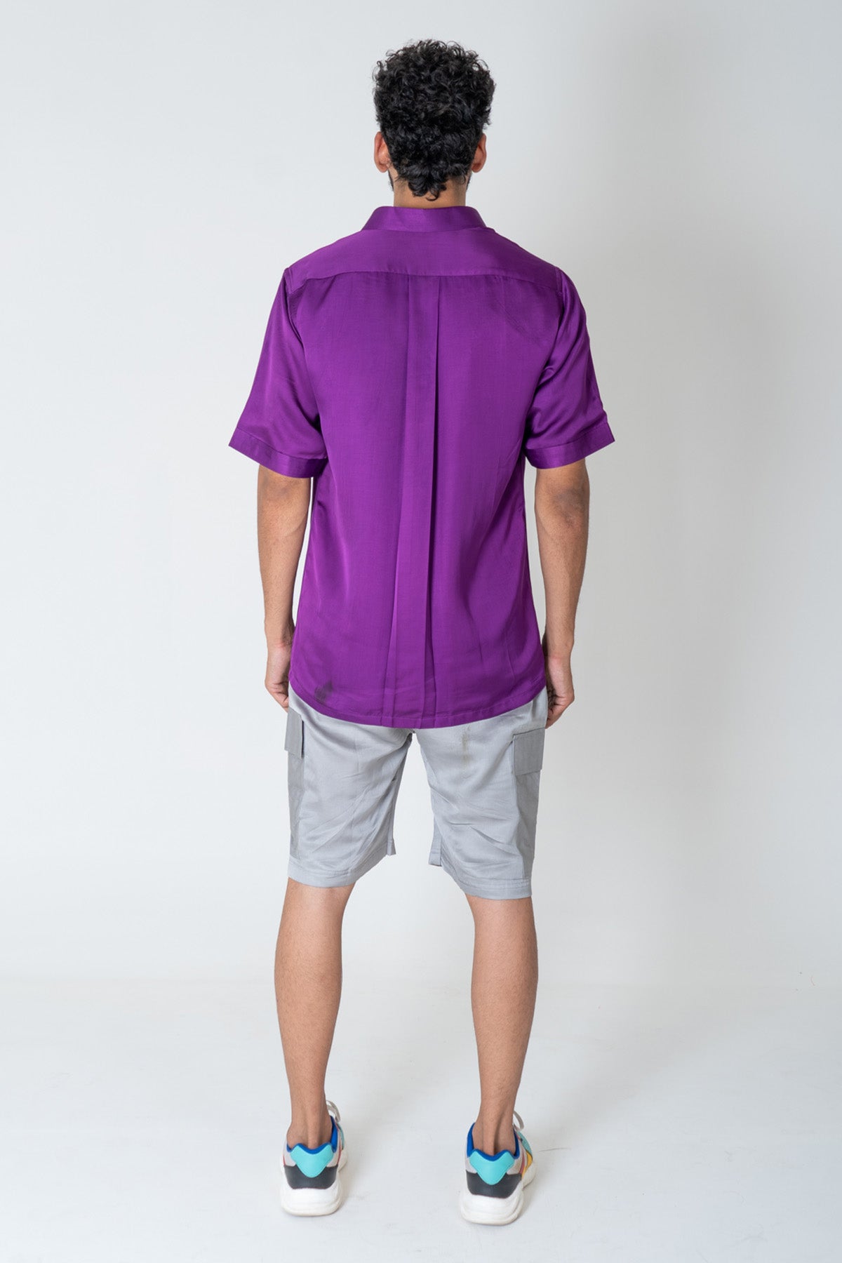 Purple Braided Collar Shirt