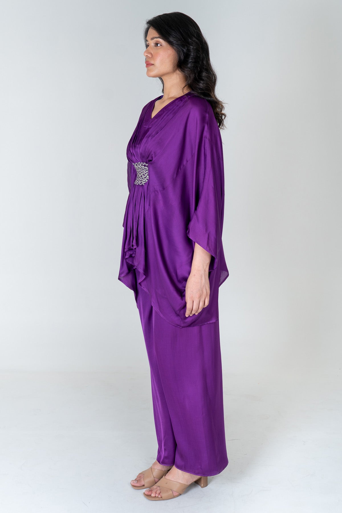 Purple Braided Kaftan Co-ord Set