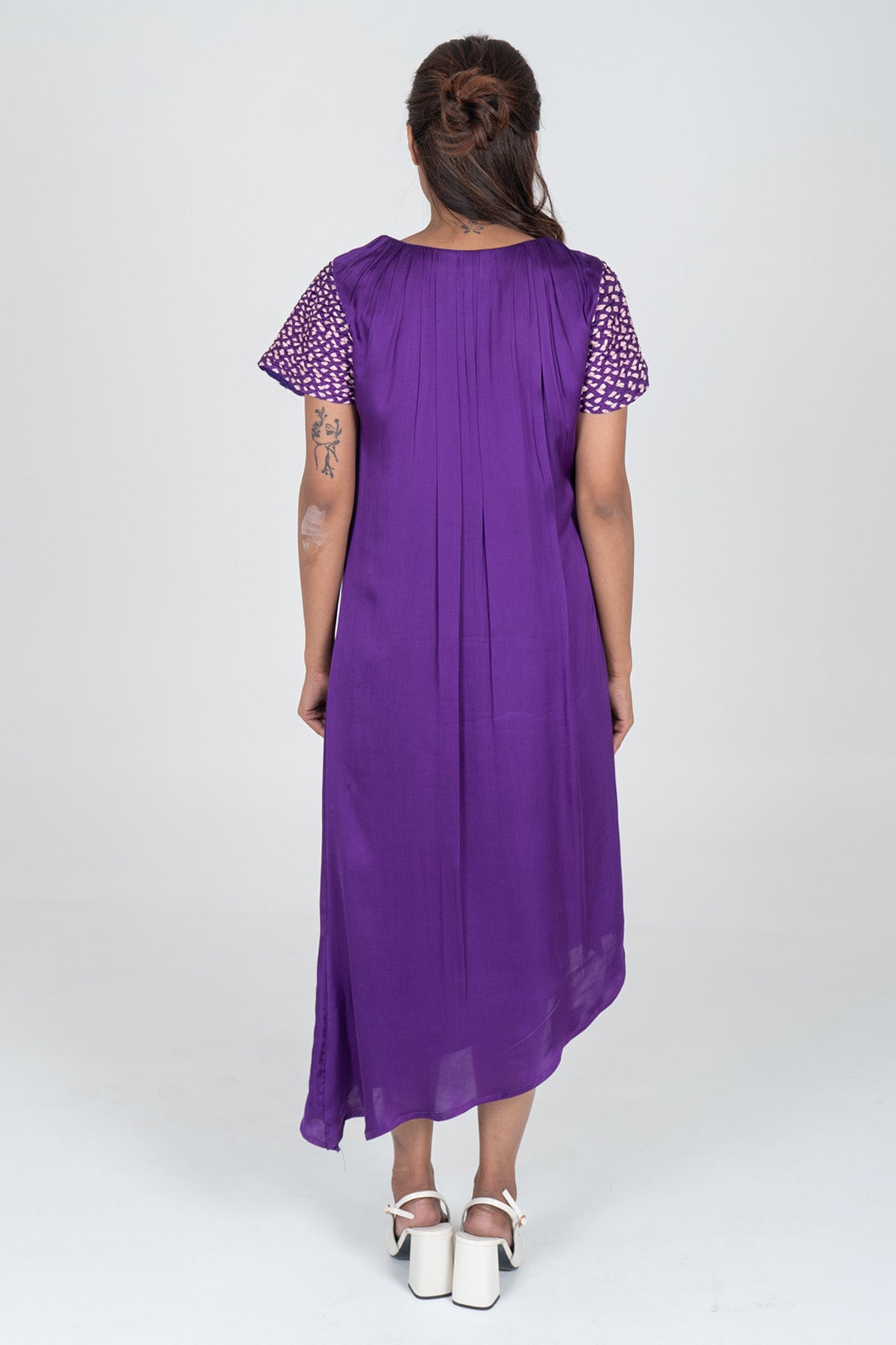 Purple Braided Sleeves Dress