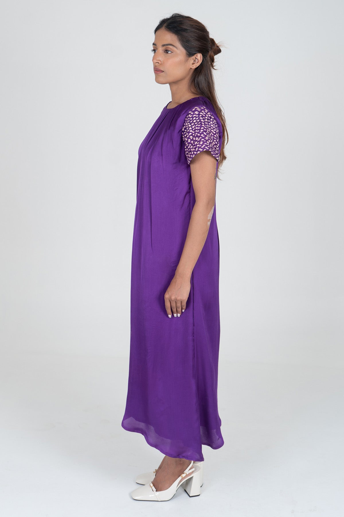 Purple Braided Sleeves Dress