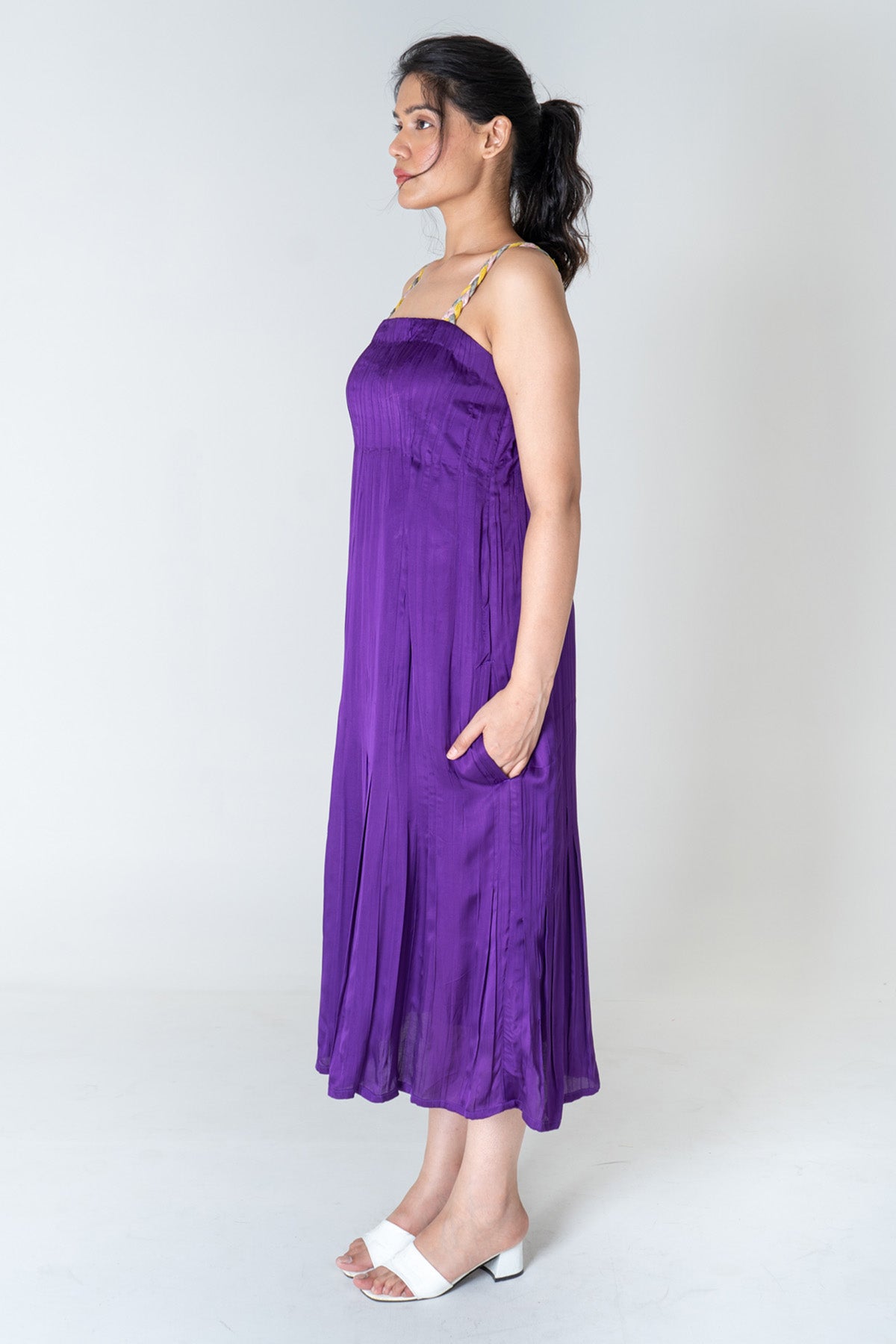 Purple Braided Strap Maxi Dress