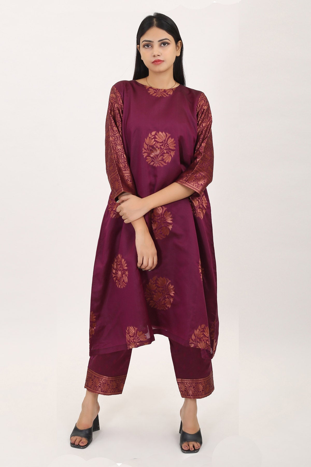 Buy Simply Kitsch Purple Kurta Set for Women online available at ScrollnShops
