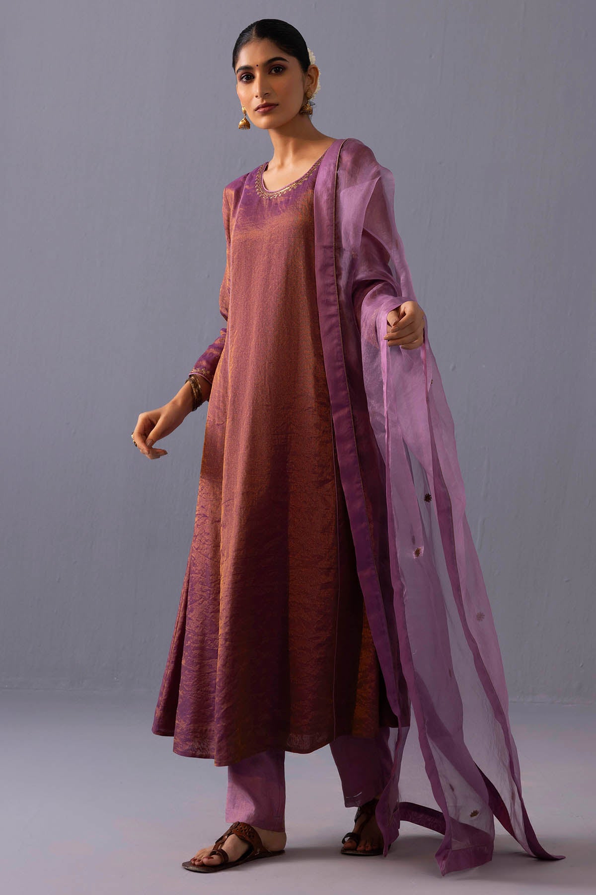 Purple Chanderi Kurta And Pants