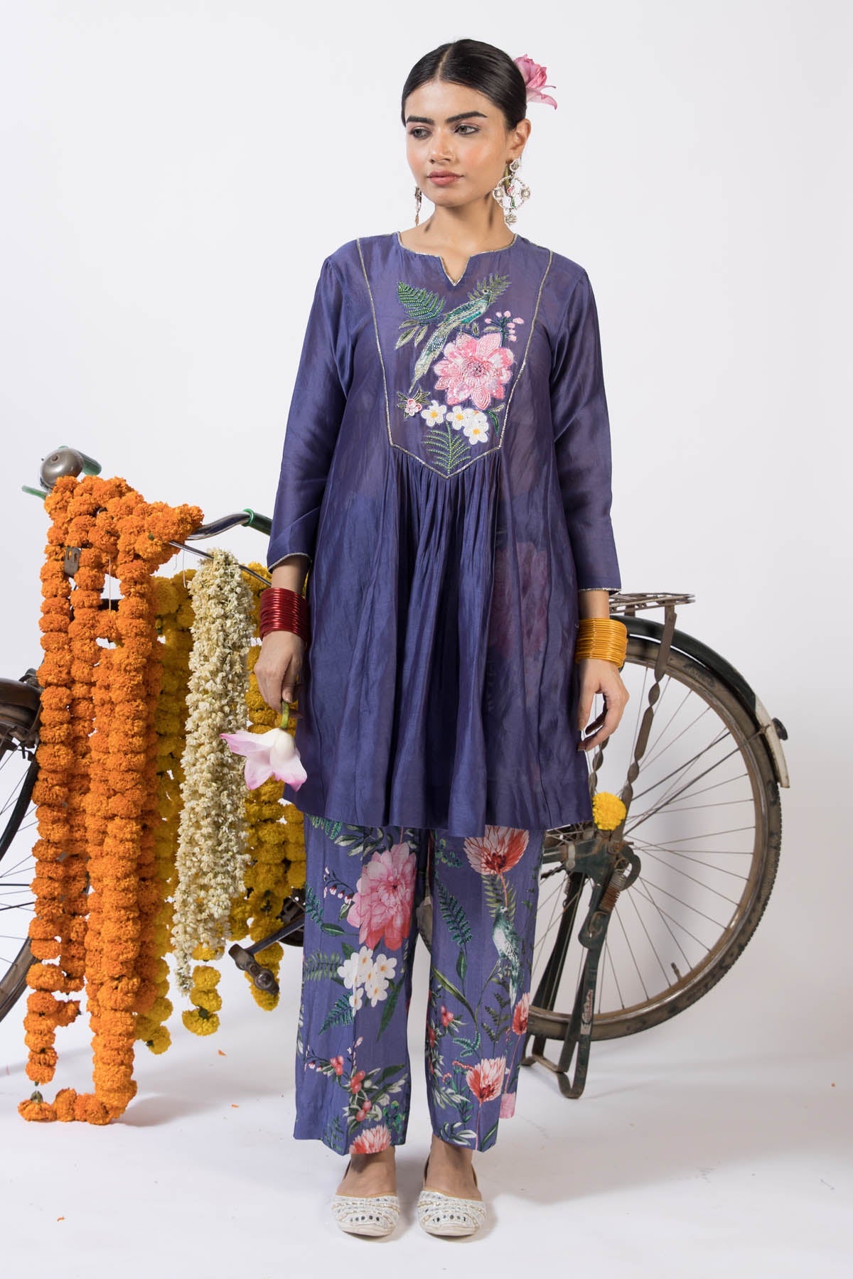 Seharre Purple Chanderi & Silk Kurta Set for women online at ScrollnShops