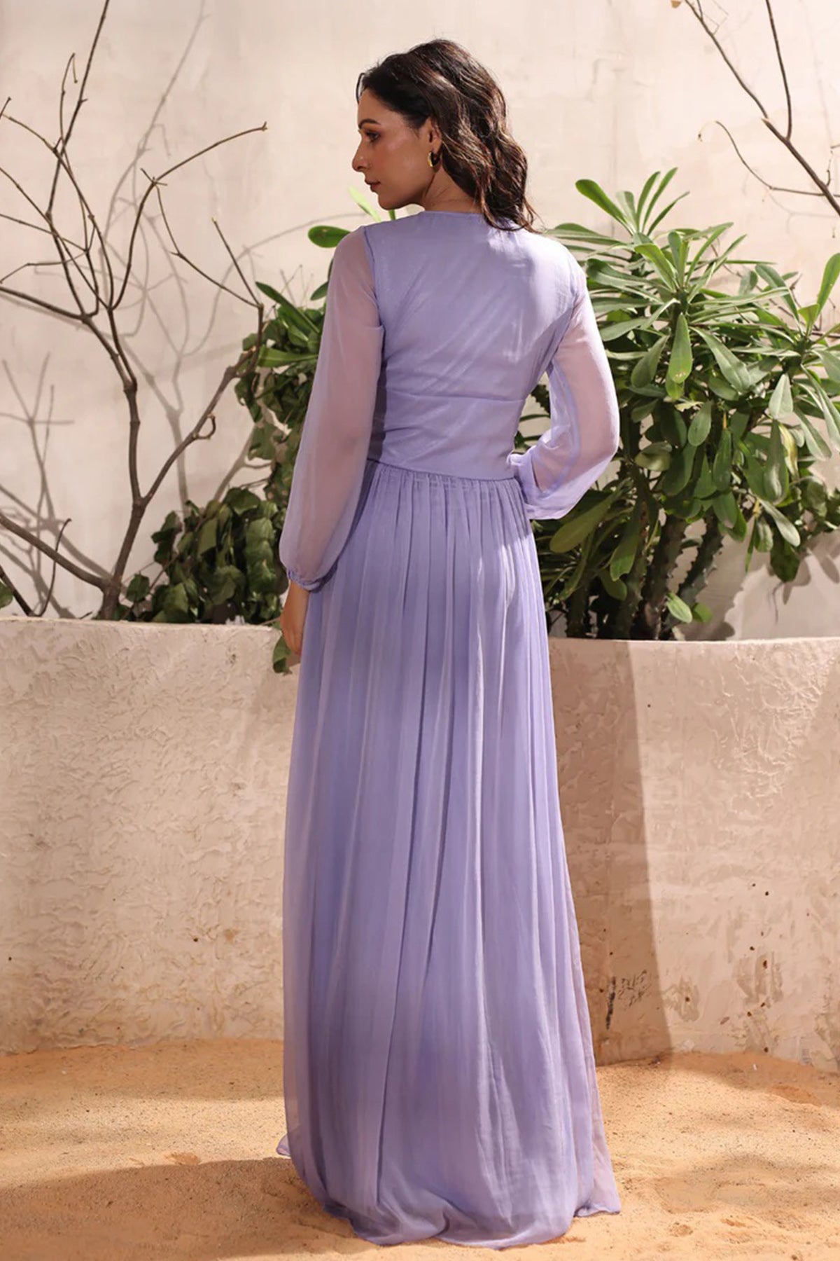Purple Chiffon Flattering Dress