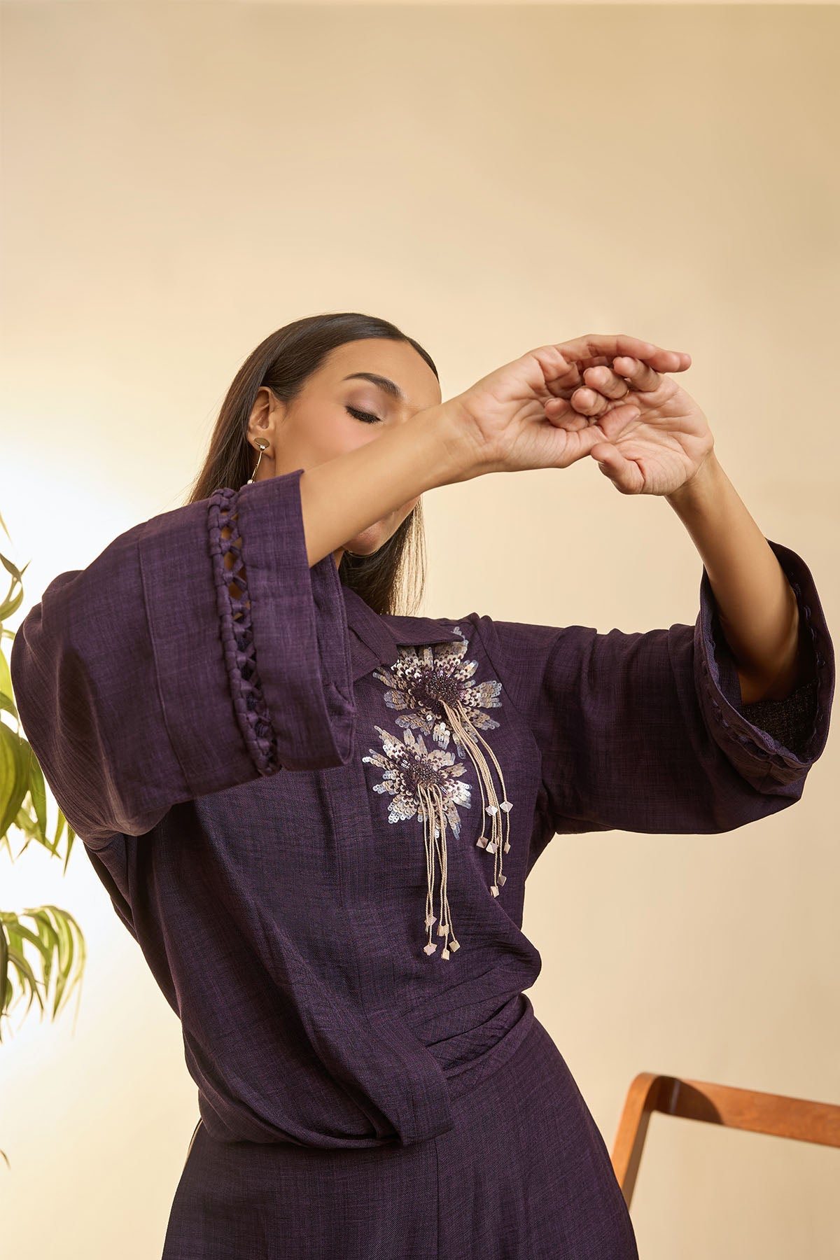 Purple Collar Shirt & Pants