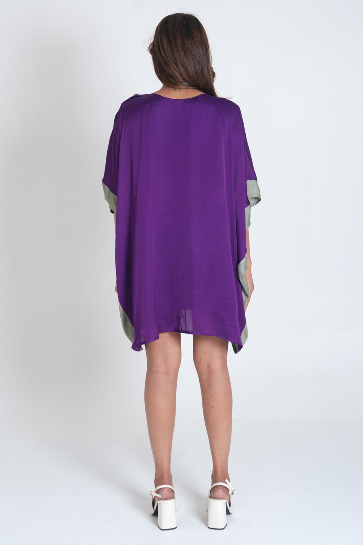 Purple Colorblock Kaftan Dress