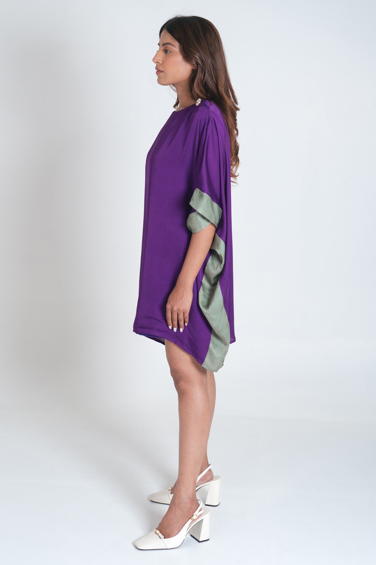 Purple Colorblock Kaftan Dress