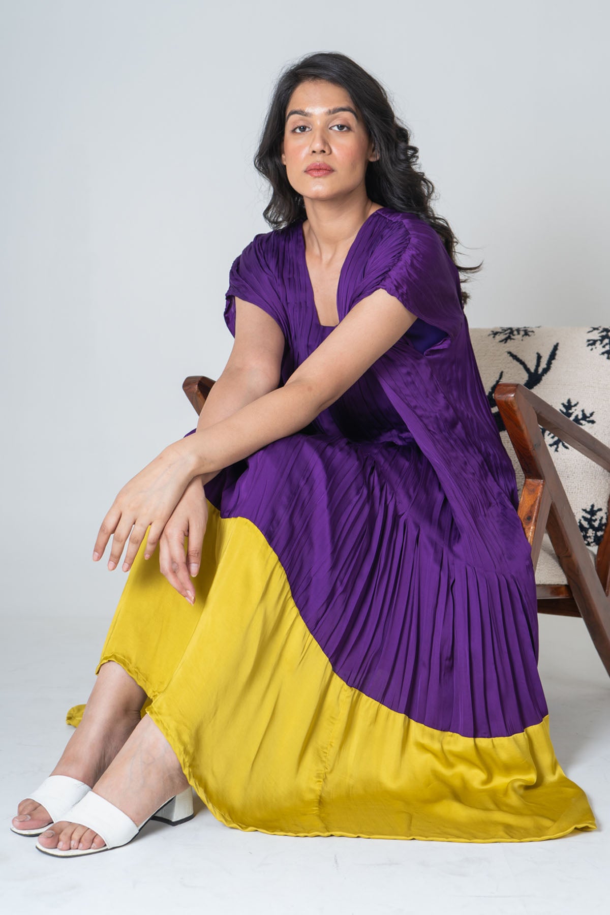 Buy Neora by Nehal ChopraPurple Colorblock Midi Dress for Women Online