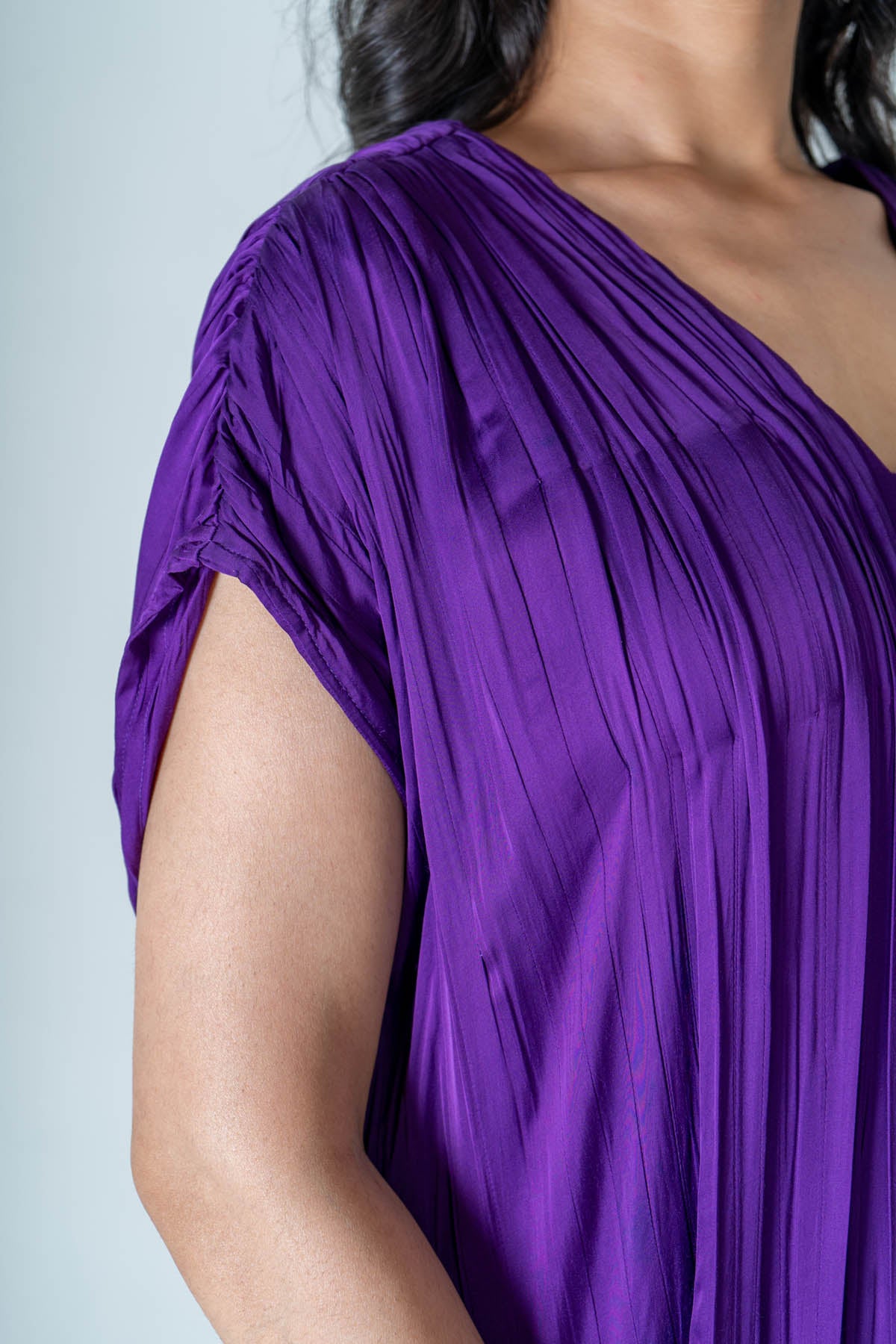 Purple Colorblock Midi Dress