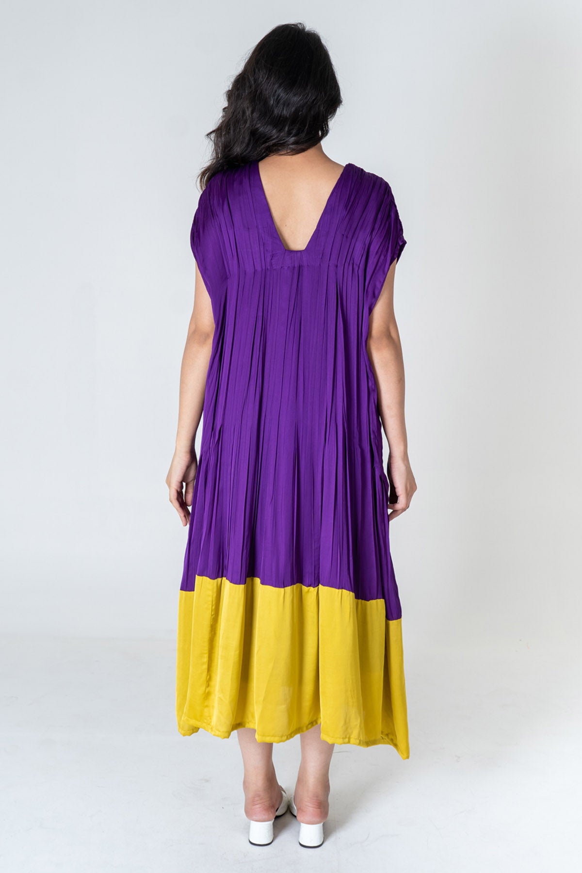 Purple color block dress clearance