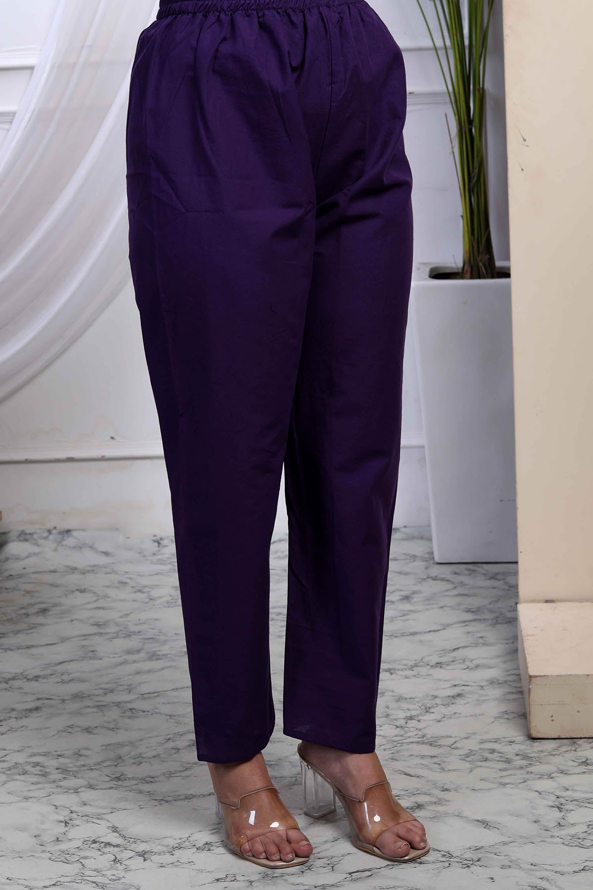 Purple Cotton A-Line Palazzo Set