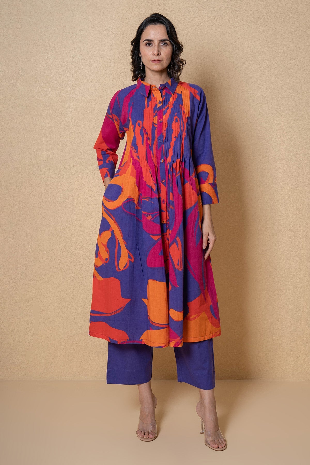 Buy Purple Cotton Kurta And Pants for Women Online at ScrollnShops