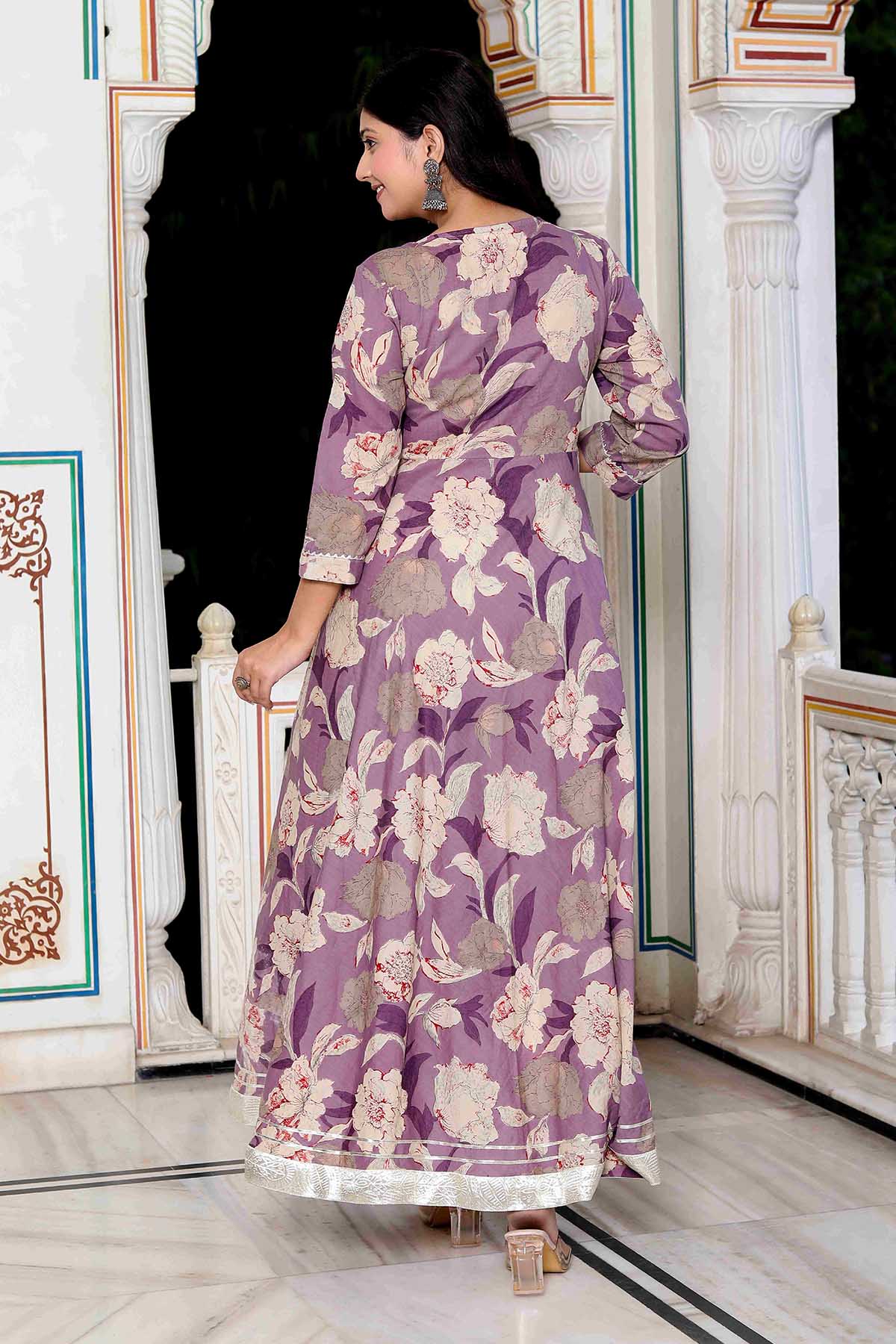 Purple Cotton Kurta & Dupatta