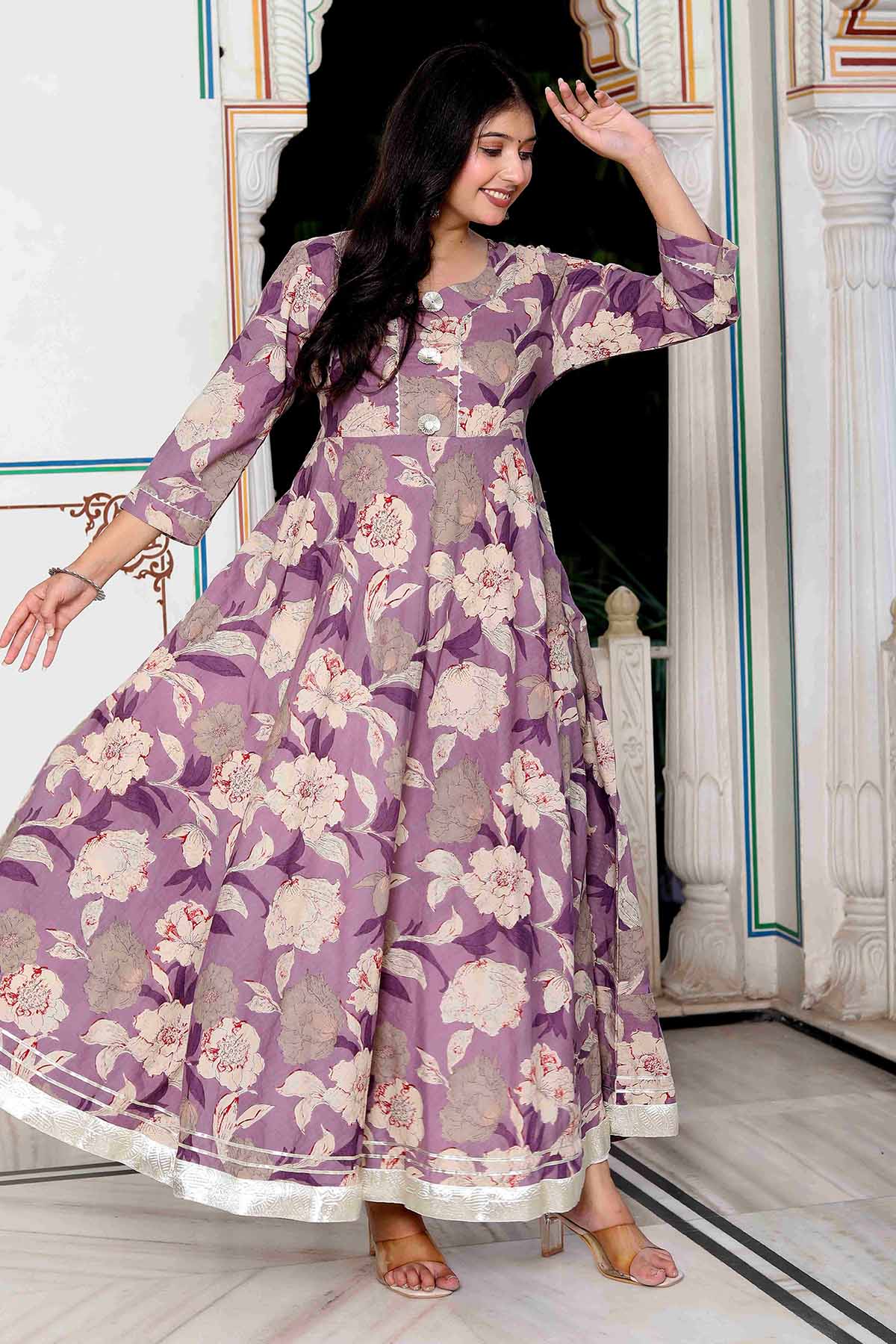 Purple Cotton Kurta & Dupatta