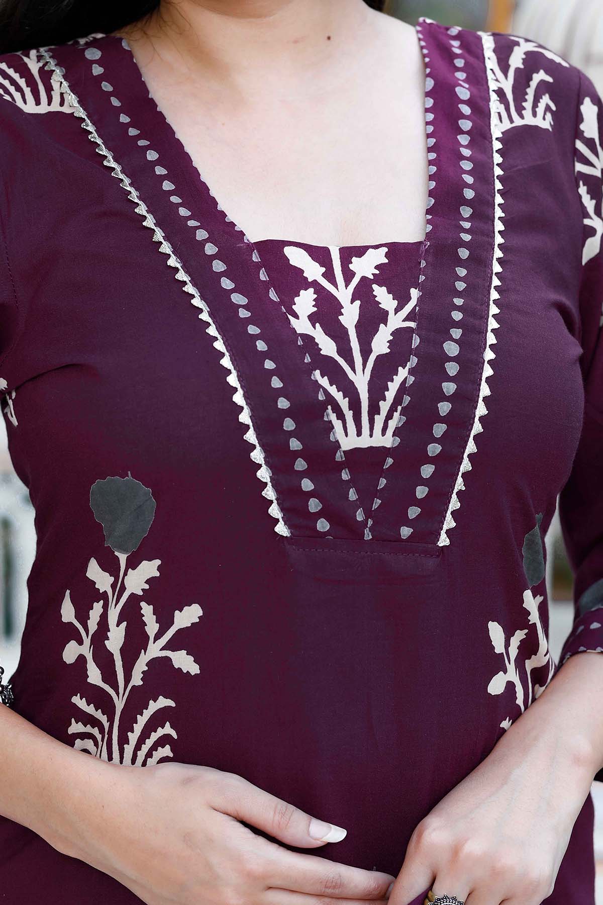 Purple Cotton Kurta & Palazzo