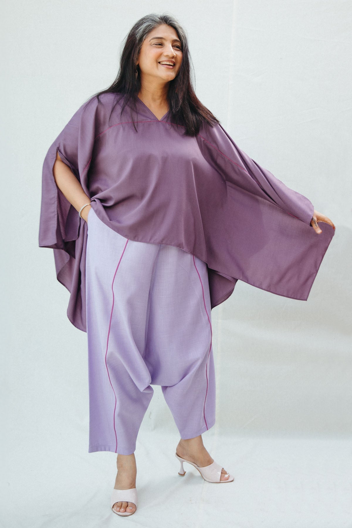 Chhaya Gandhi Purple Cotton Short Kaftan Top for women online at ScrollnShops