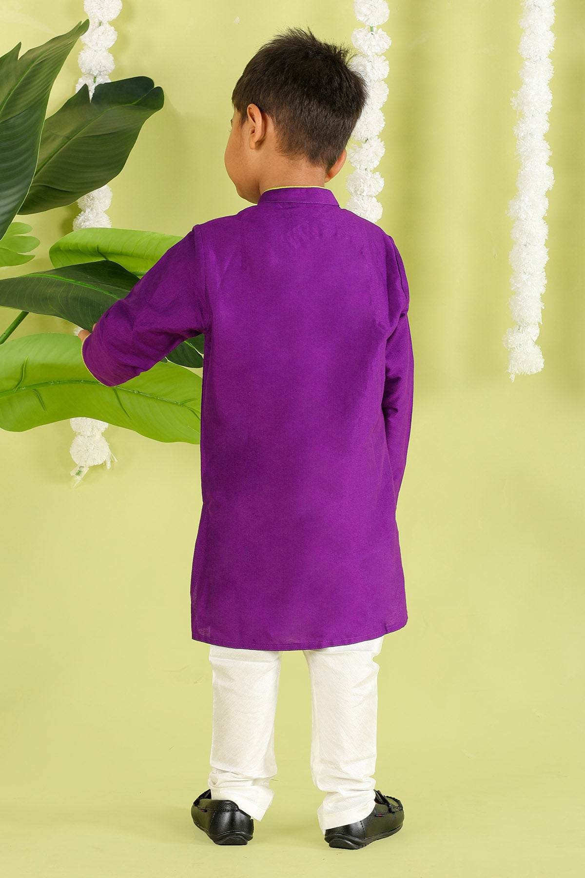 Purple Cotton Silk Kurta Set