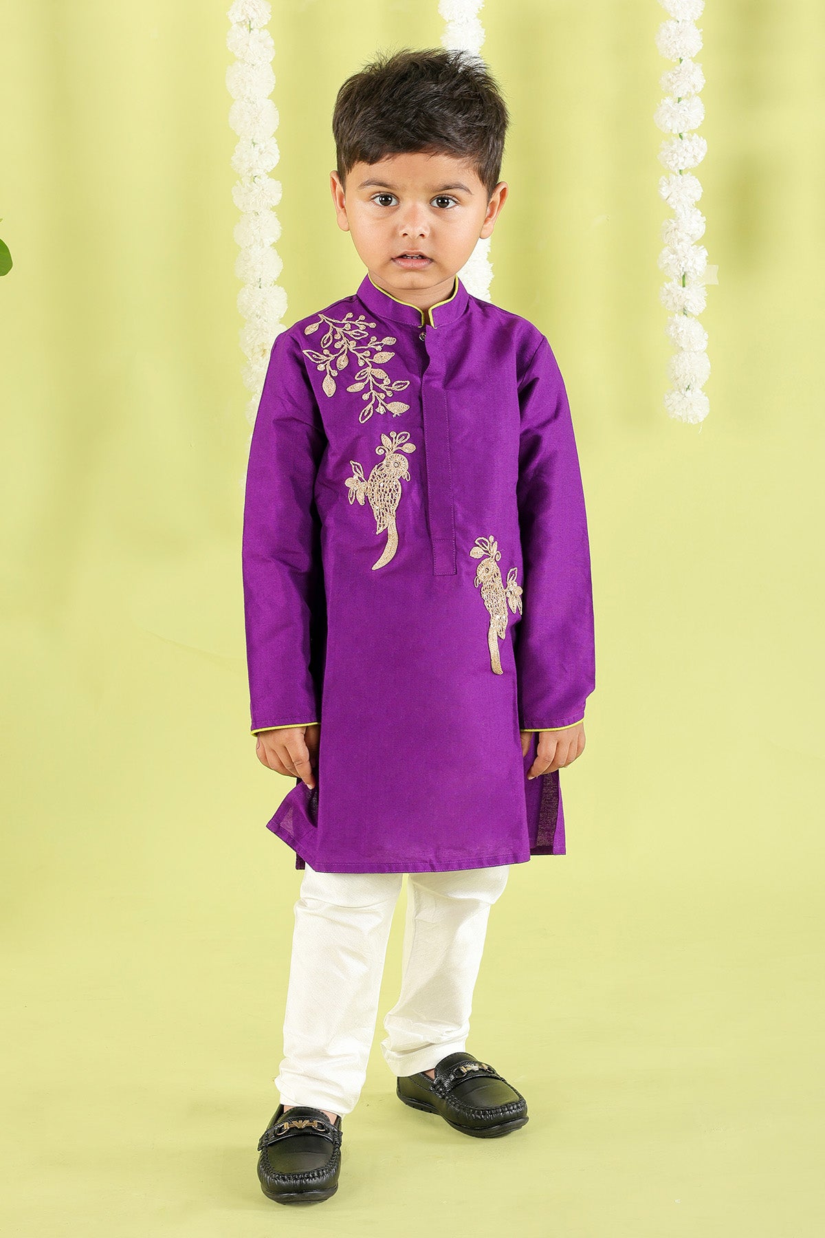 Purple Cotton Silk Kurta Set
