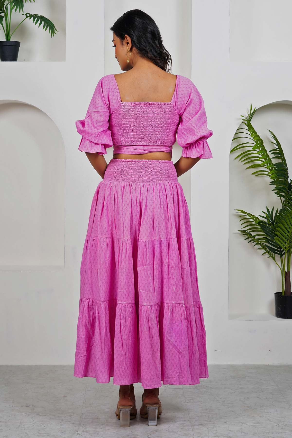 Purple Cotton Wrap Top & Skirt