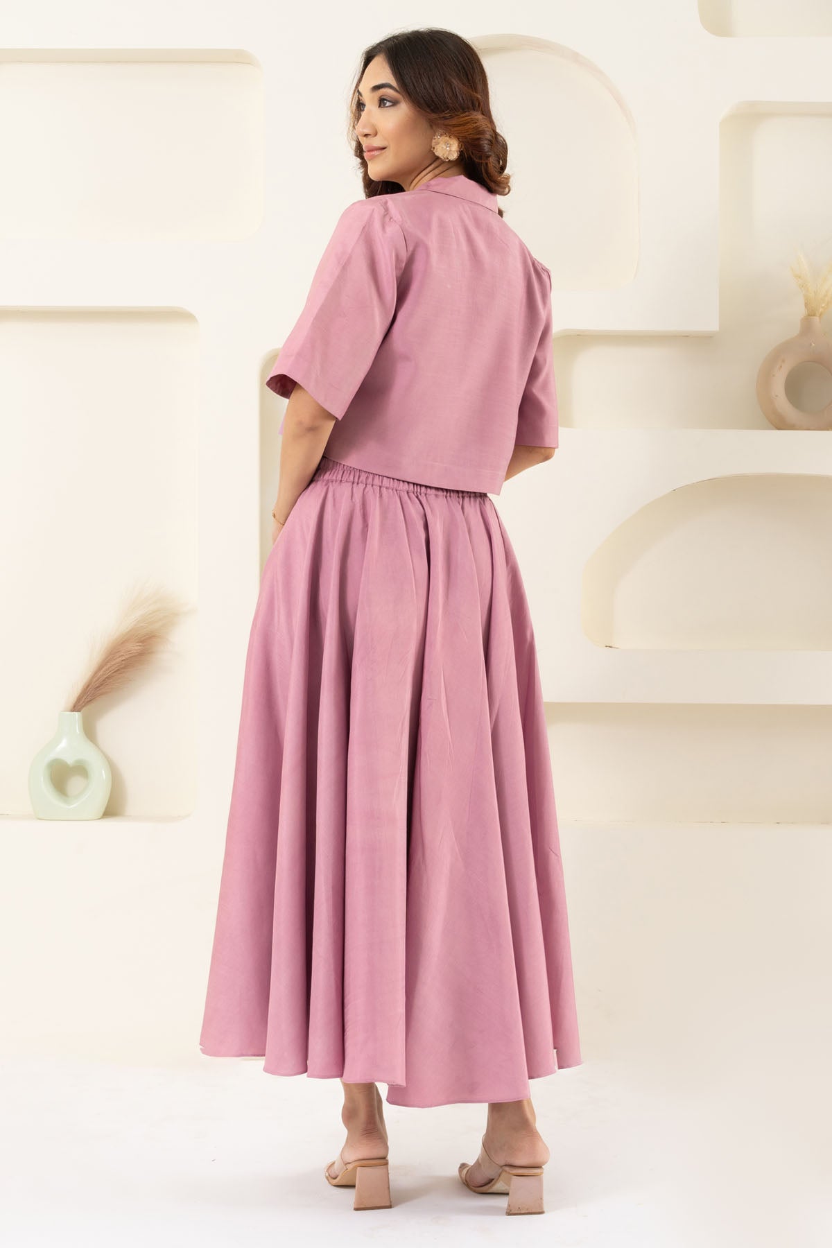 Purple Crop Top & Flared Skirt