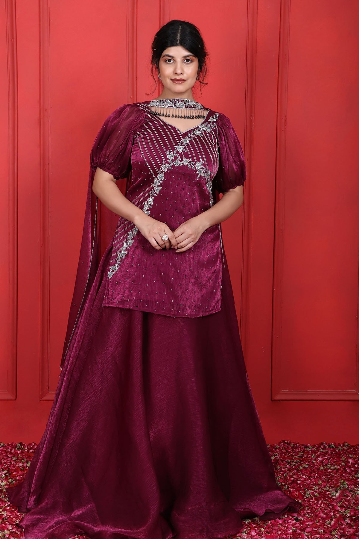 Buy Purple Crush Tissue Kurta Set by Namita Sharma for women online at ScrollnShops