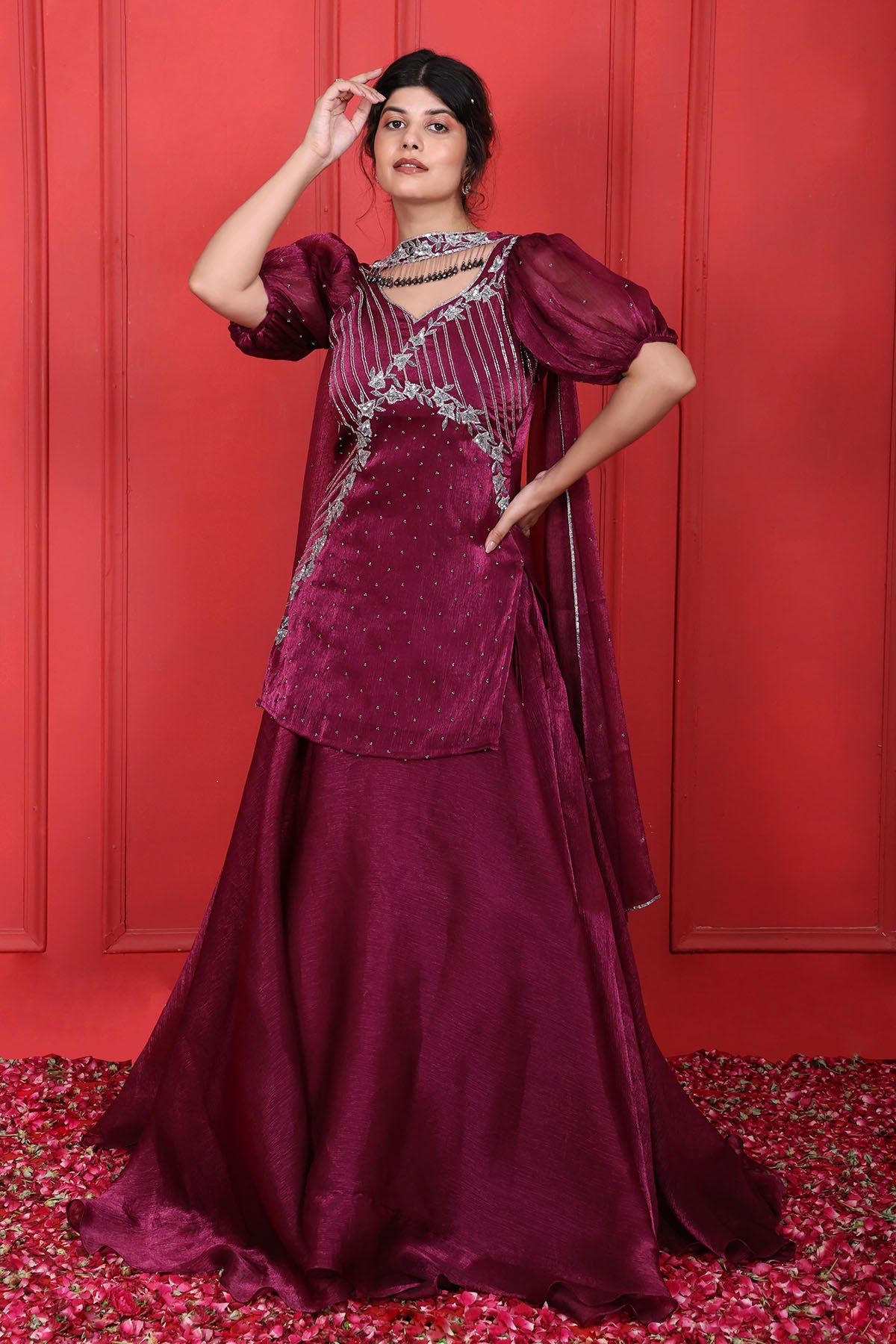 Purple Crush Tissue Kurta Set