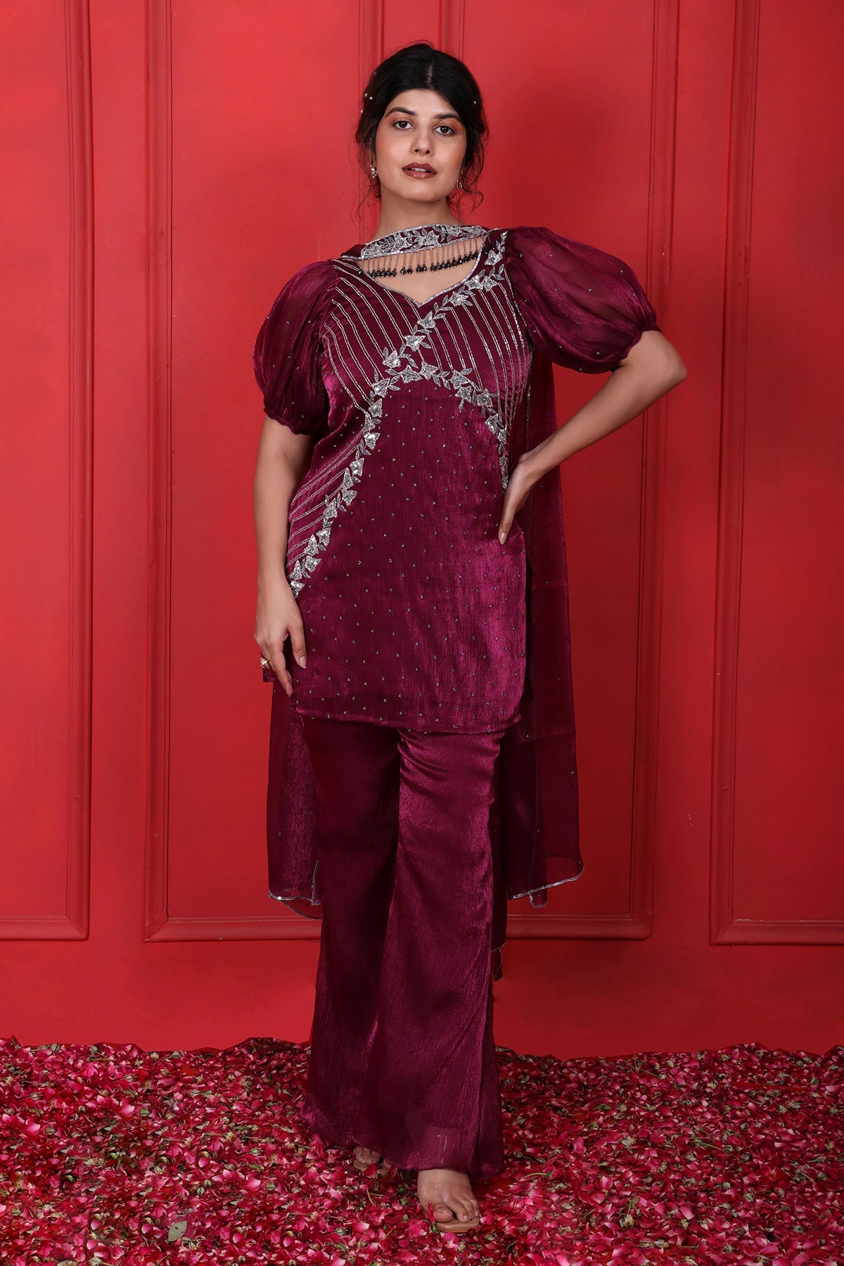 Buy Purple Crush Tissue Lehenga Set by Namita Sharma for women online at ScrollnShops