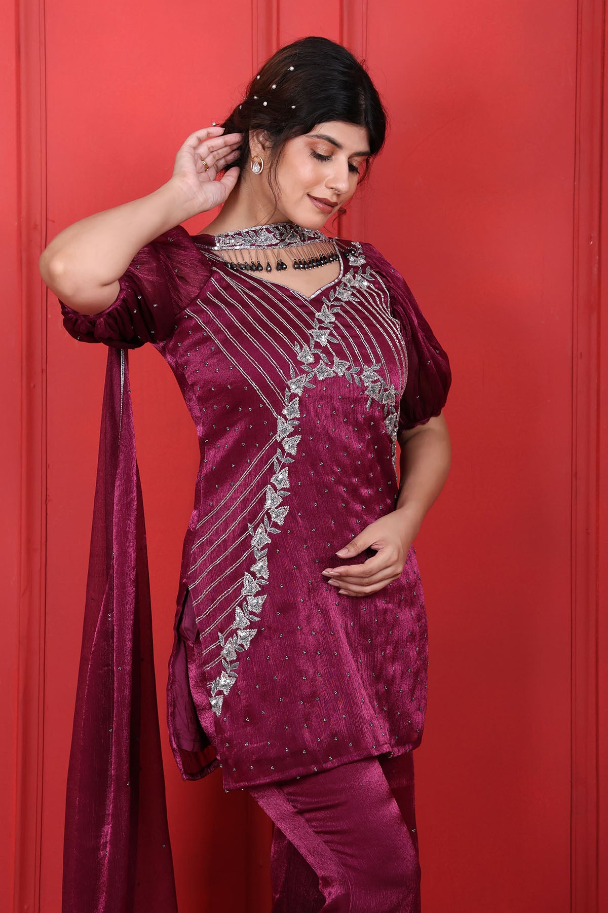 Purple Crush Tissue Lehenga Set