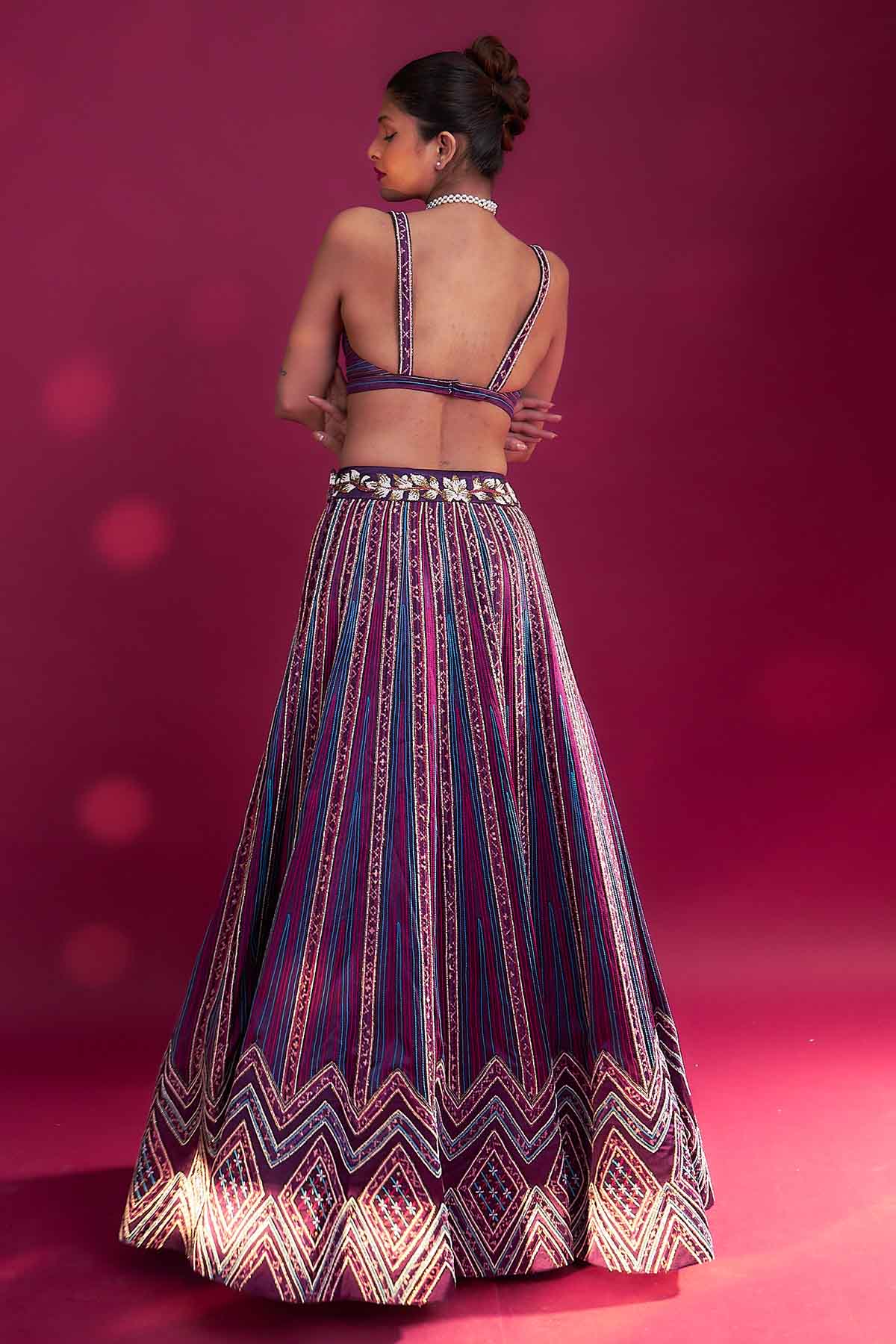 Purple Cutdana Work Lehenga Set