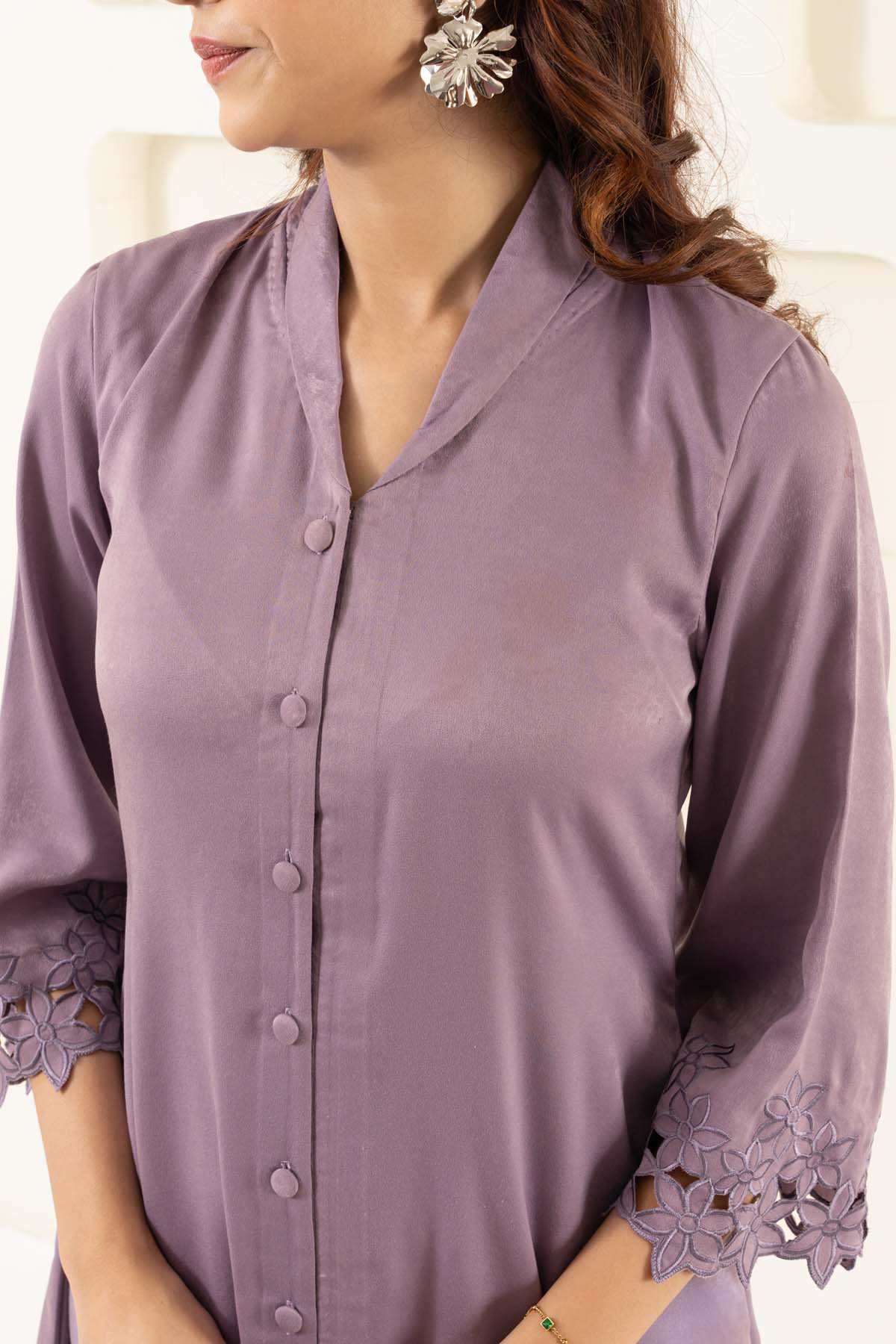 Purple Cutwork Tunic And Pants